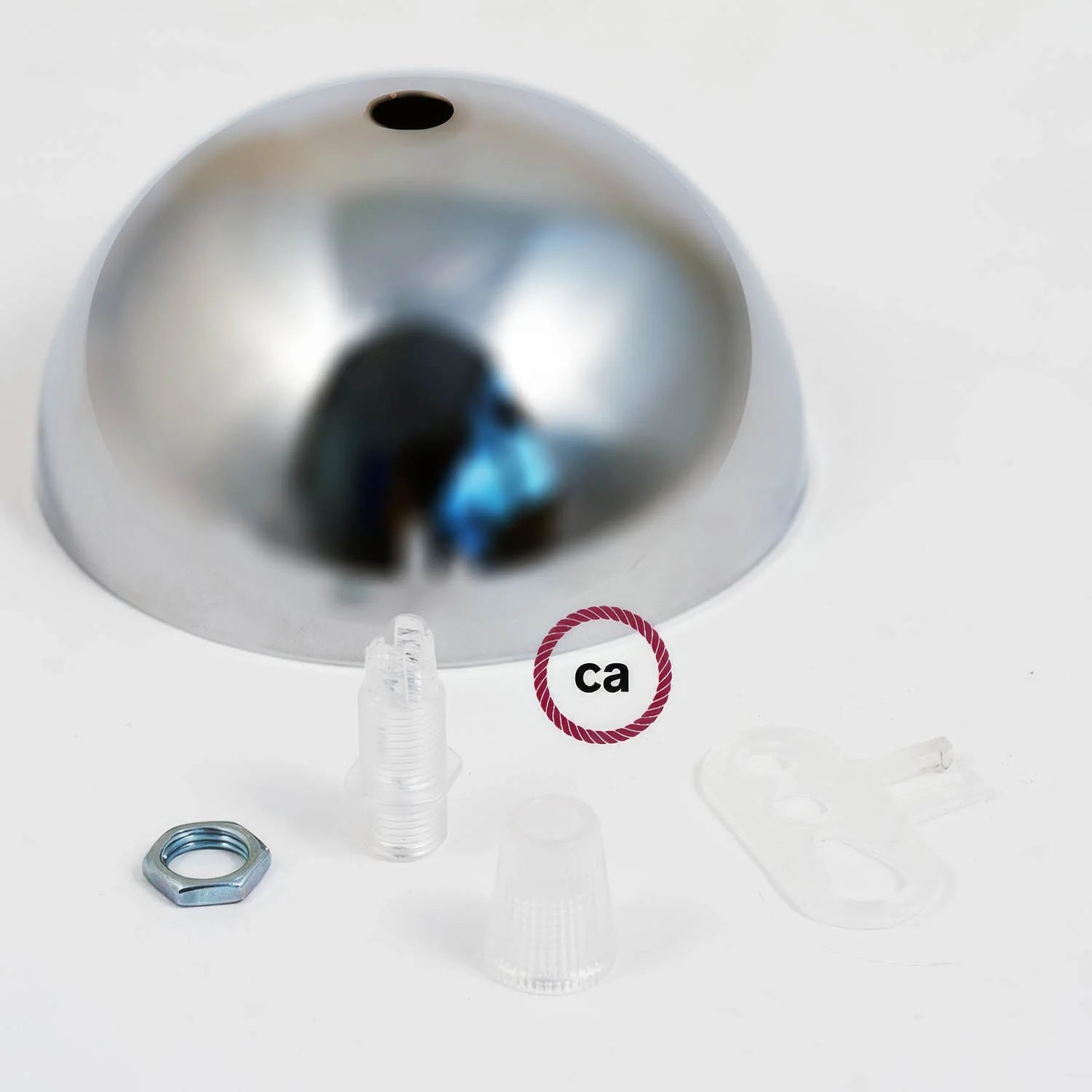 Painted metal hemispherical ceiling rose kit - Chrome - Image 3