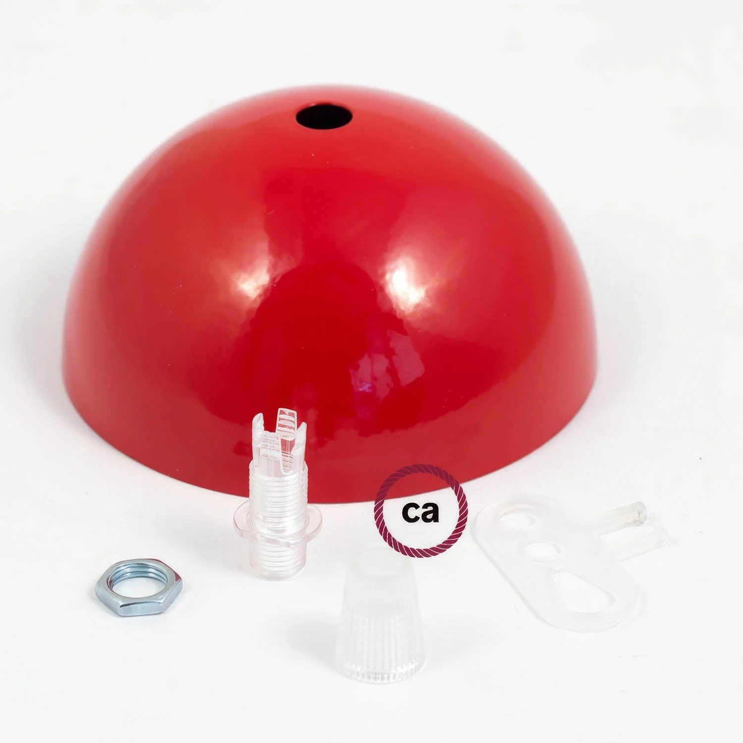 Hemispherical ceiling rose kit in painted metal – Red - Image 3