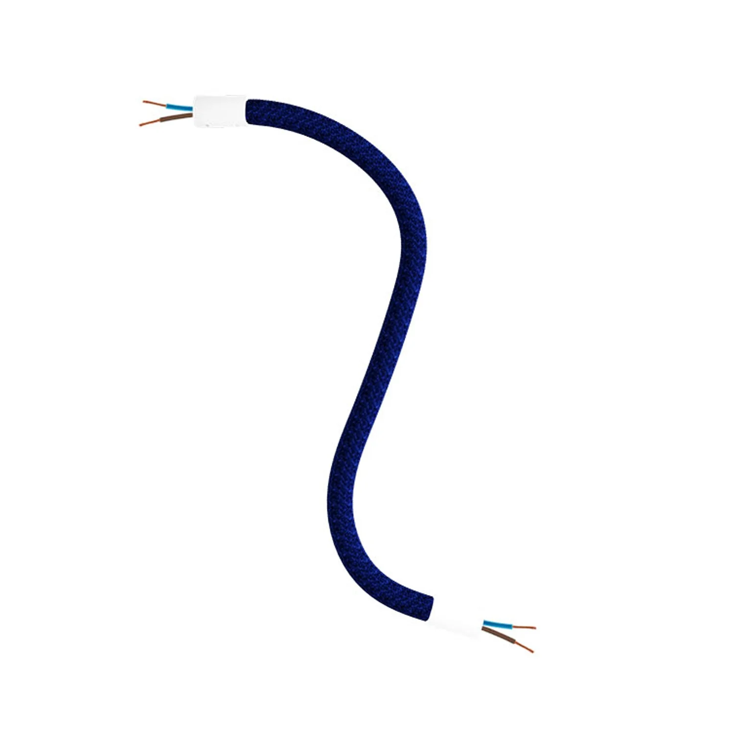 Creative Kit Flex flexible extension tube covered in RM20 dark blue fabric with metal terminals