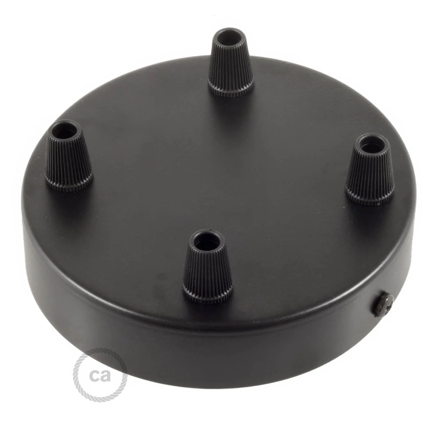 Cylindrical metal ceiling rose kit with 4 holes - Black - Image 2