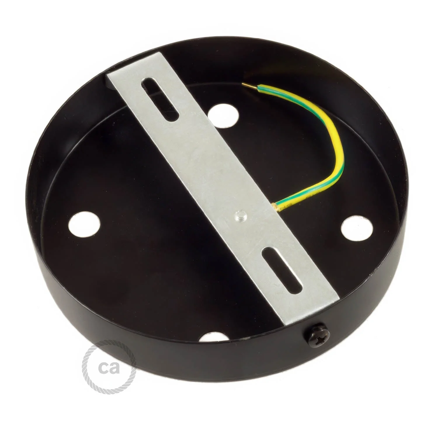Cylindrical metal ceiling rose kit with 4 holes - Black - Image 4