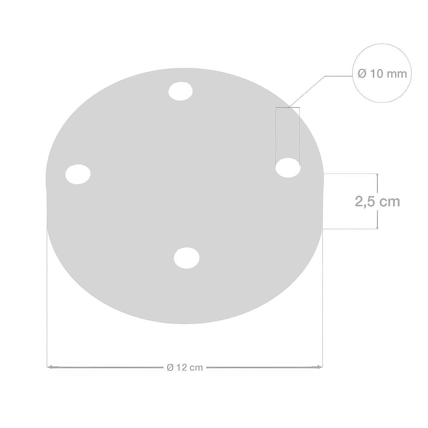 Cylindrical metal ceiling rose kit with 4 holes - Black - Image 5