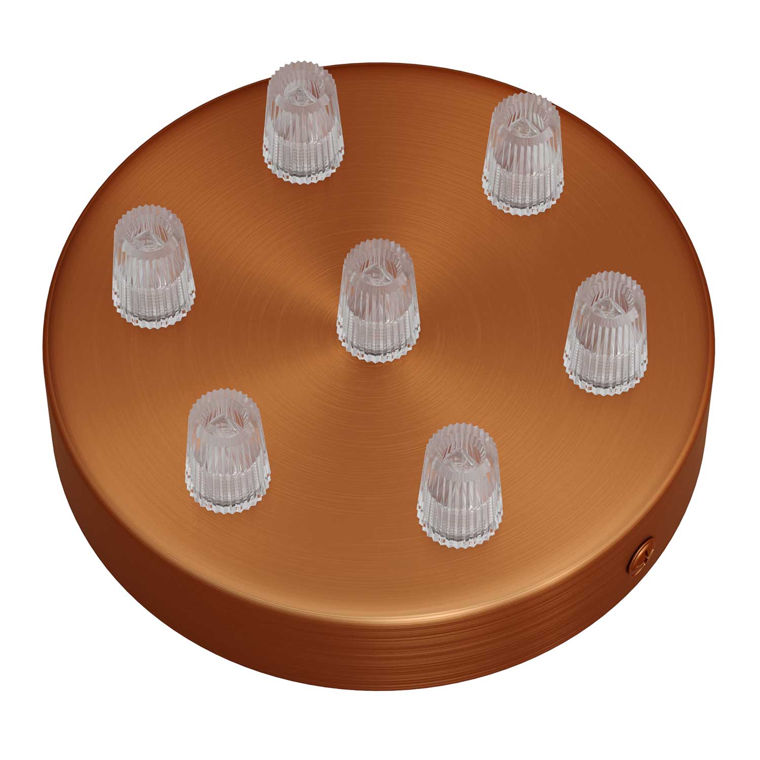 7-hole cylindrical metal ceiling rose kit - Satin copper - Image 2