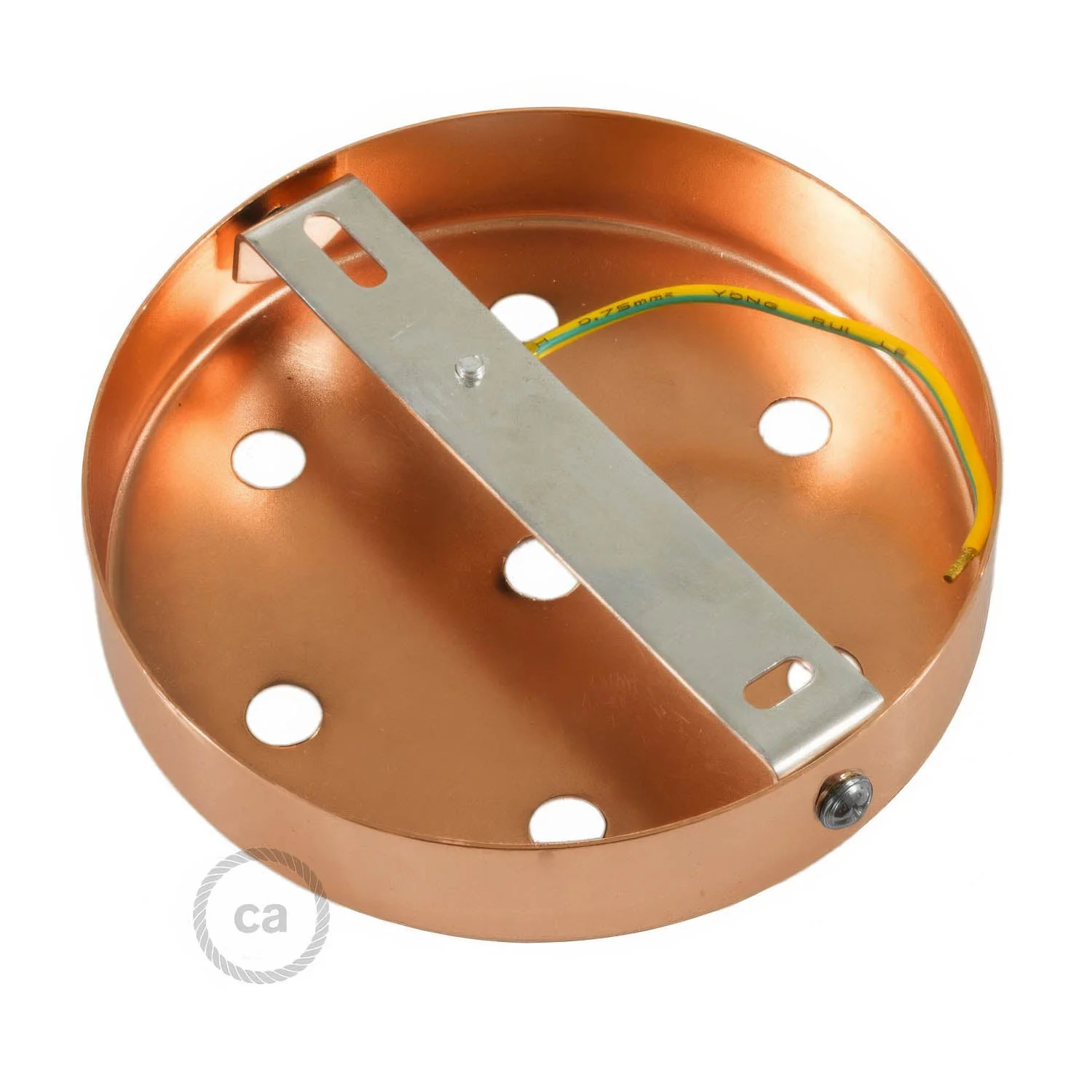 7-hole cylindrical metal ceiling rose kit - Satin copper - Image 4