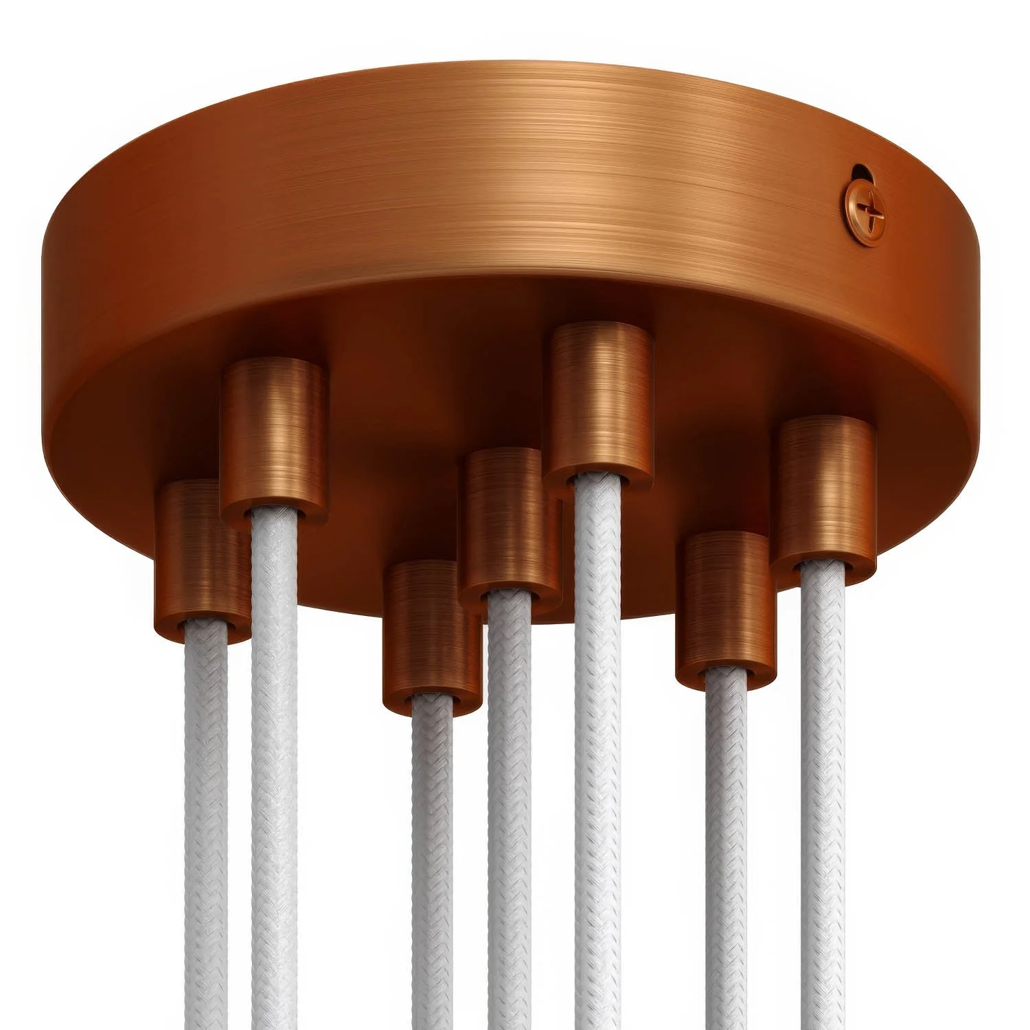 7-hole cylindrical metal ceiling rose kit - Satin copper - Image 6