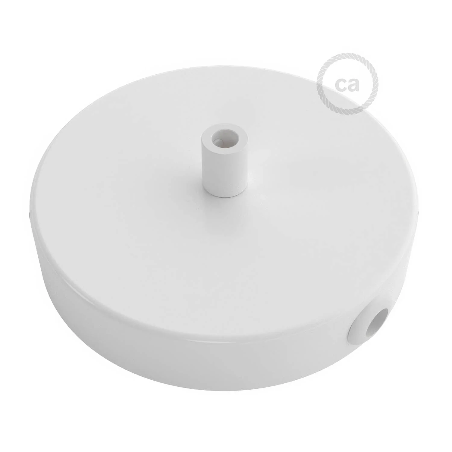 Cylindrical metal ceiling rose kit with 1 central hole and 2 side holes - Glossy white - Image 7