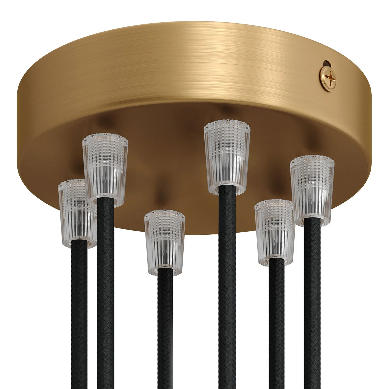 Cylindrical ceiling rose kit in metal with 6 holes - Satin bronze