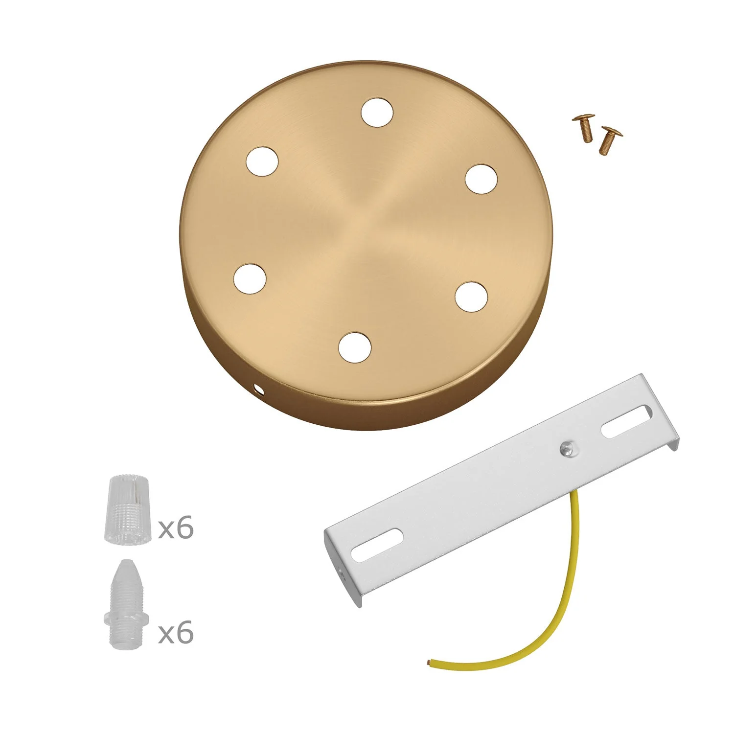 Cylindrical ceiling rose kit in metal with 6 holes - Satin bronze - Image 3