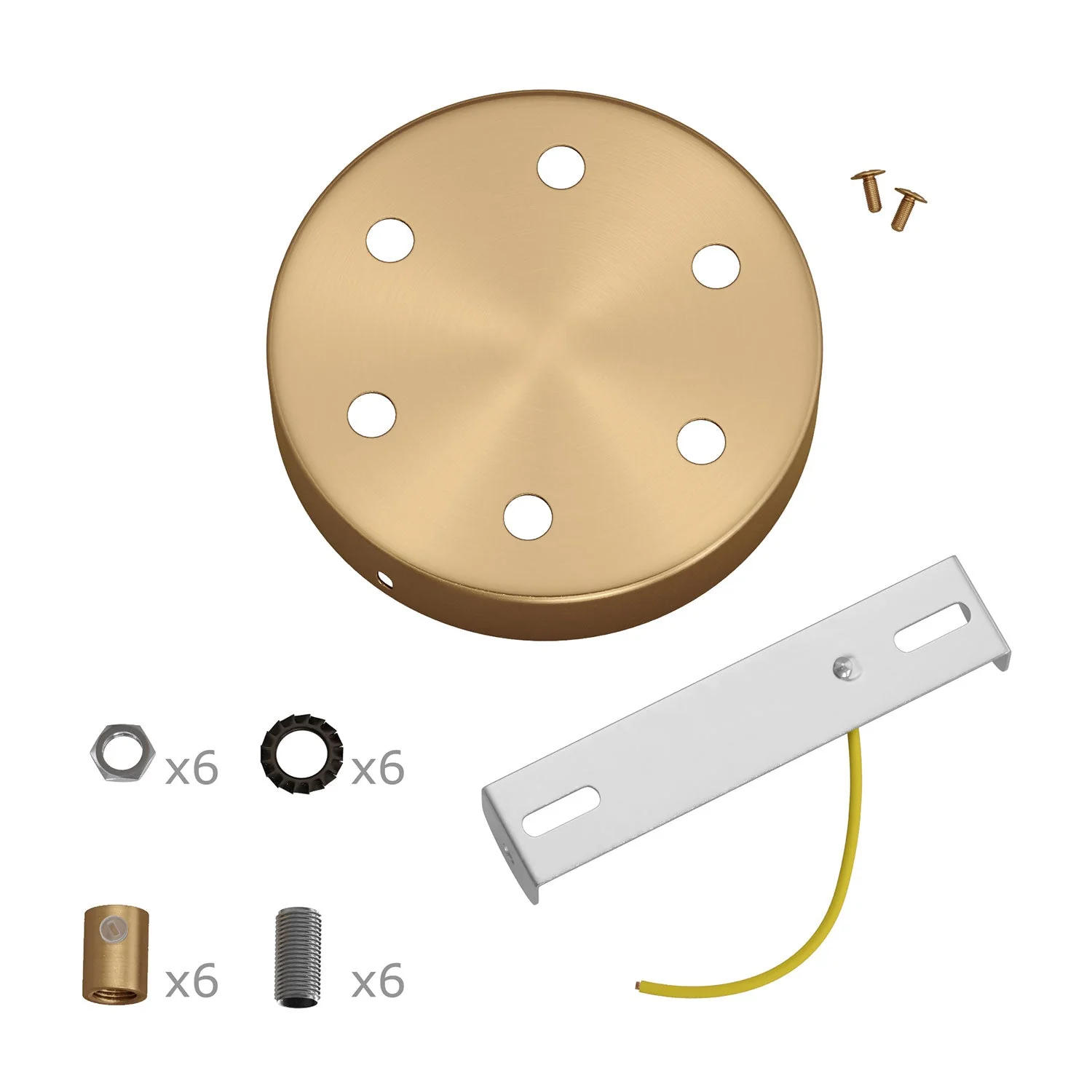 Cylindrical ceiling rose kit in metal with 6 holes - Satin bronze - Image 7