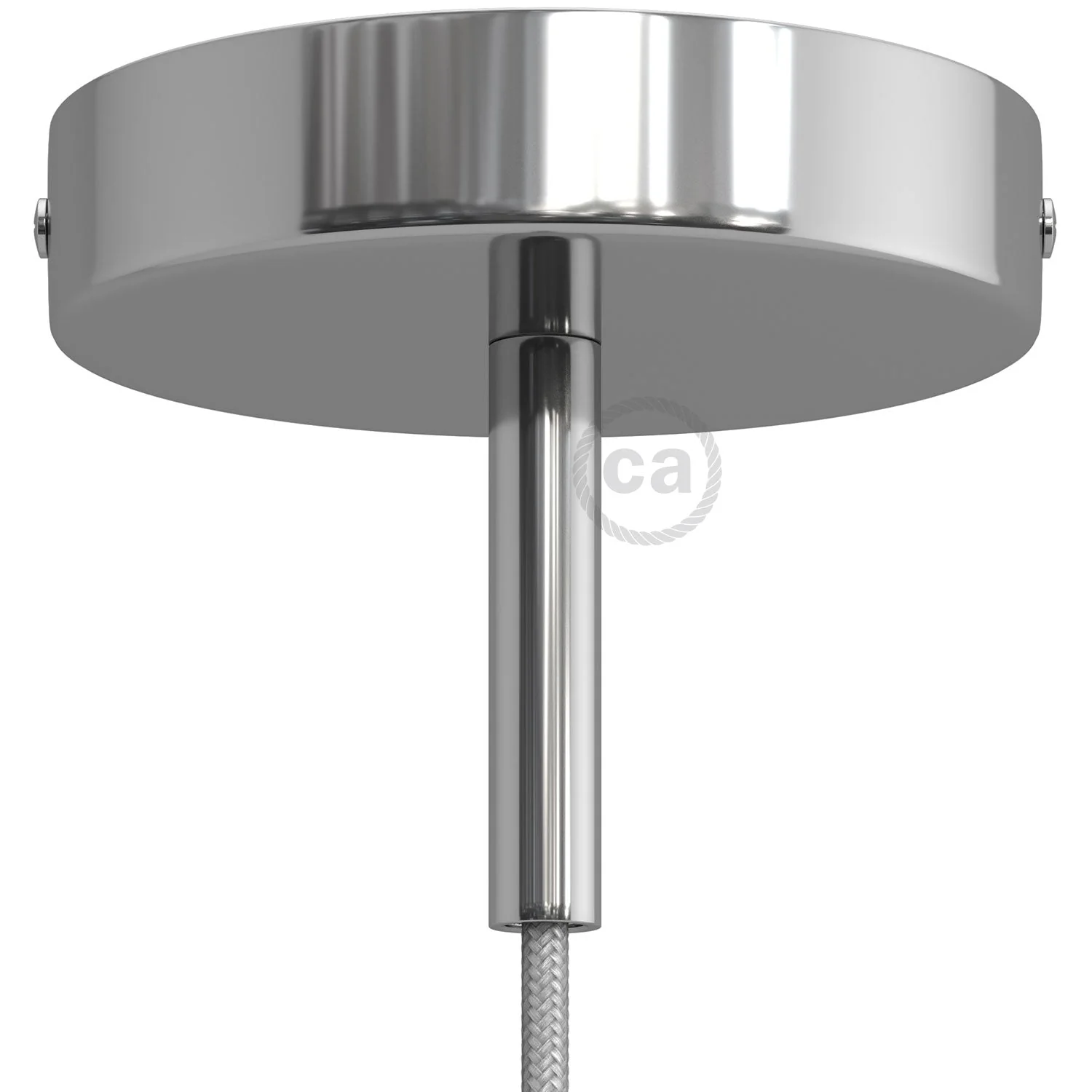 Cylindrical ceiling rose kit in metal with 7 cm cable clamp - Chrome