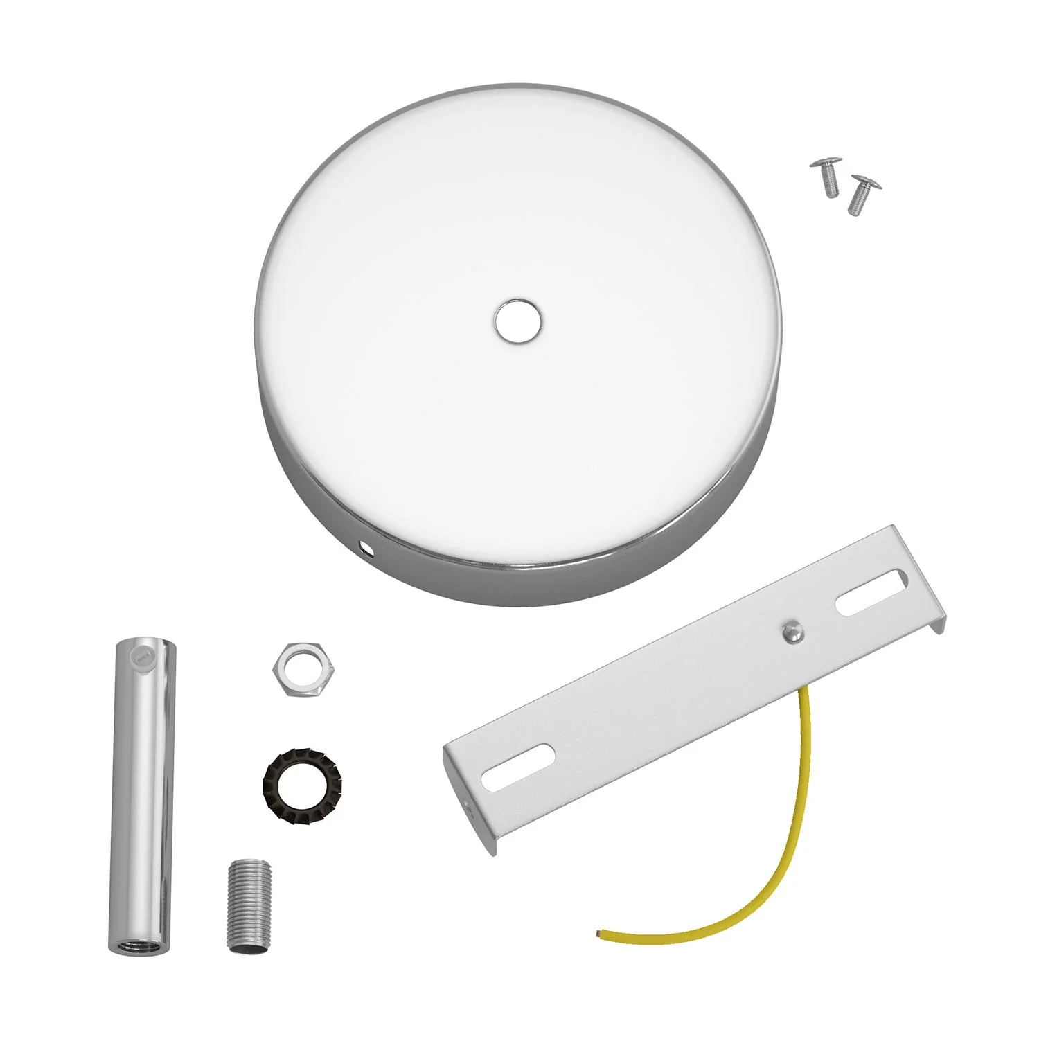 Cylindrical ceiling rose kit in metal with 7 cm cable clamp - Chrome - Image 3