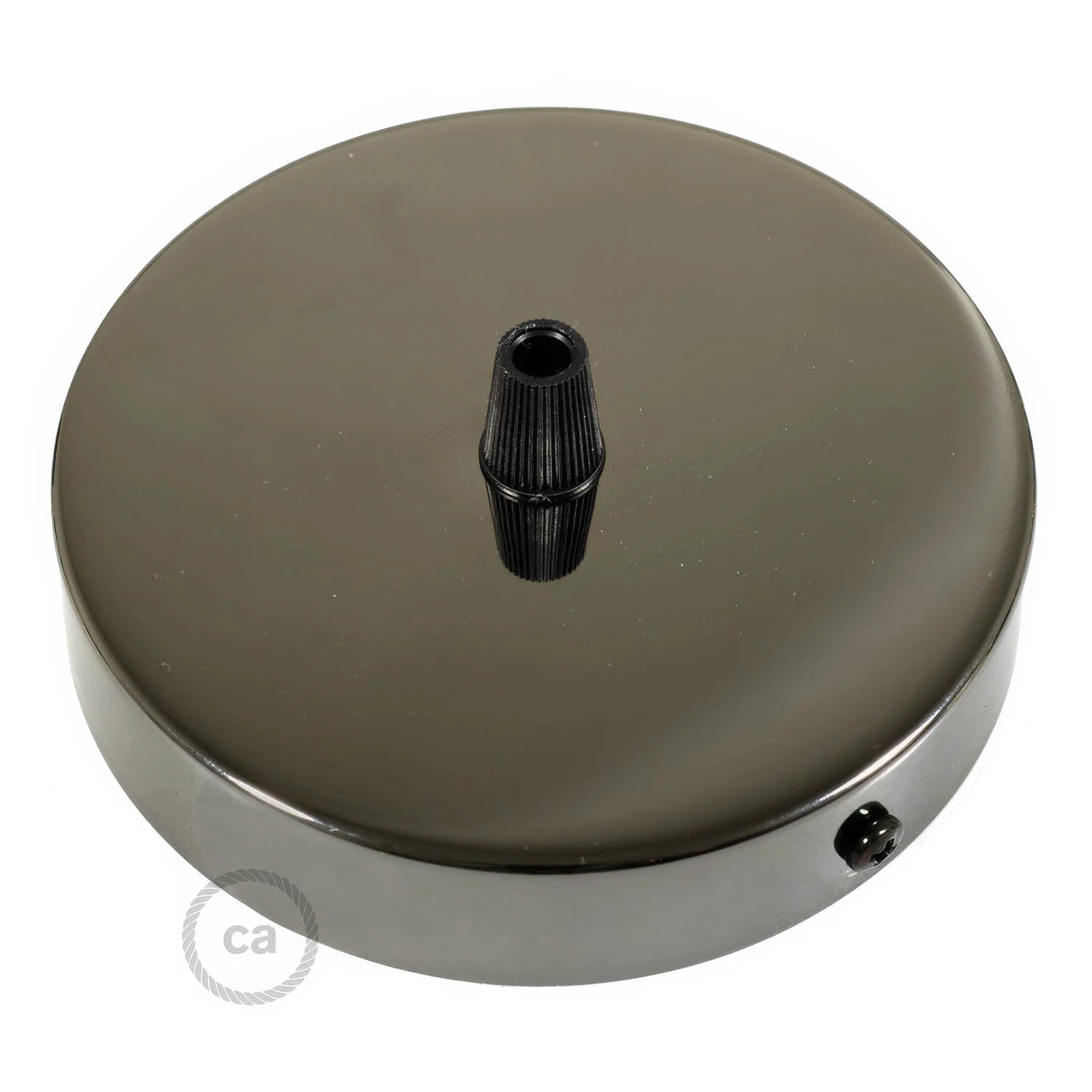 Cylindrical ceiling rose kit in metal - Pearl black - Image 2