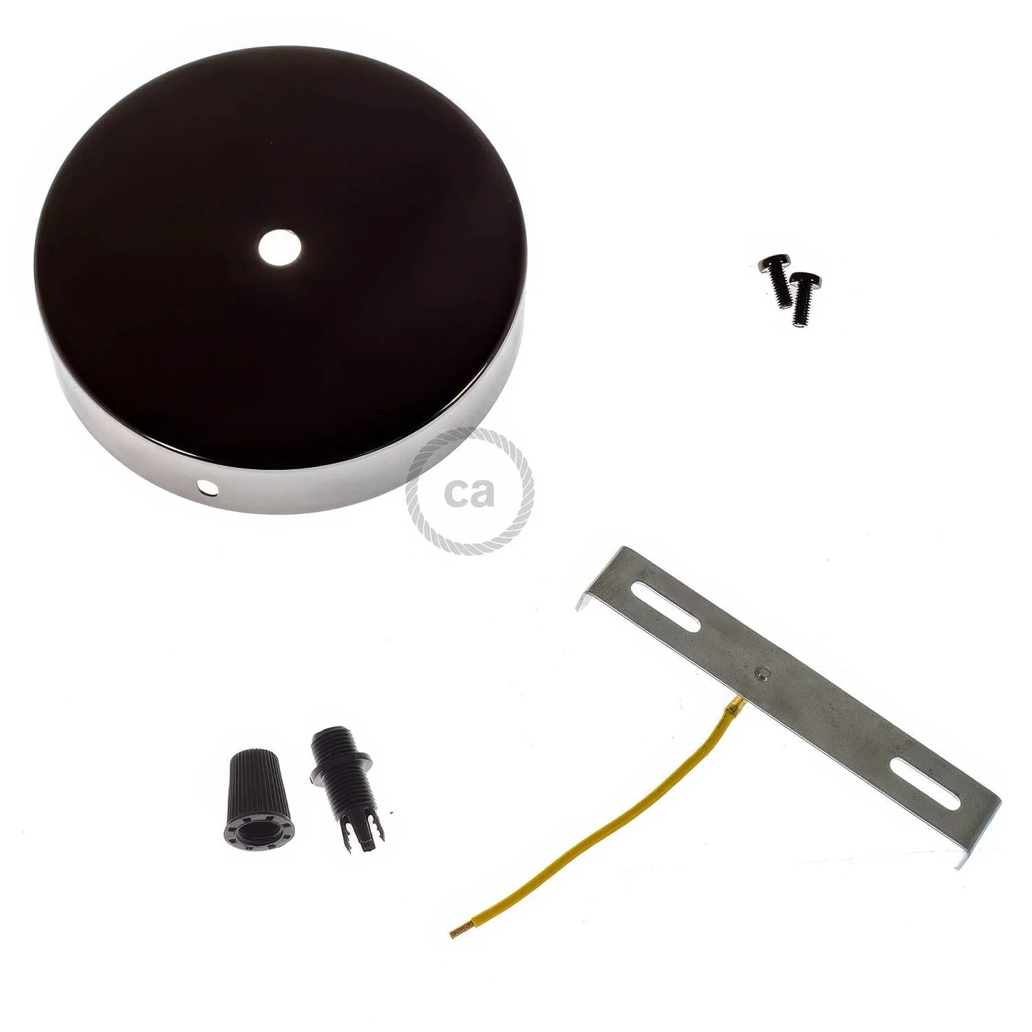 Cylindrical ceiling rose kit in metal - Pearl black - Image 3