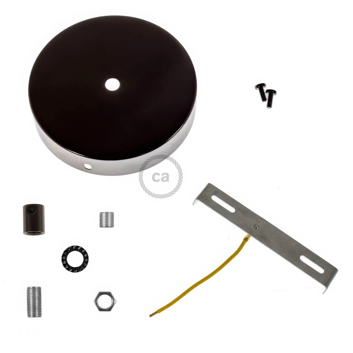 Cylindrical ceiling rose kit in metal - Pearl black - Image 8