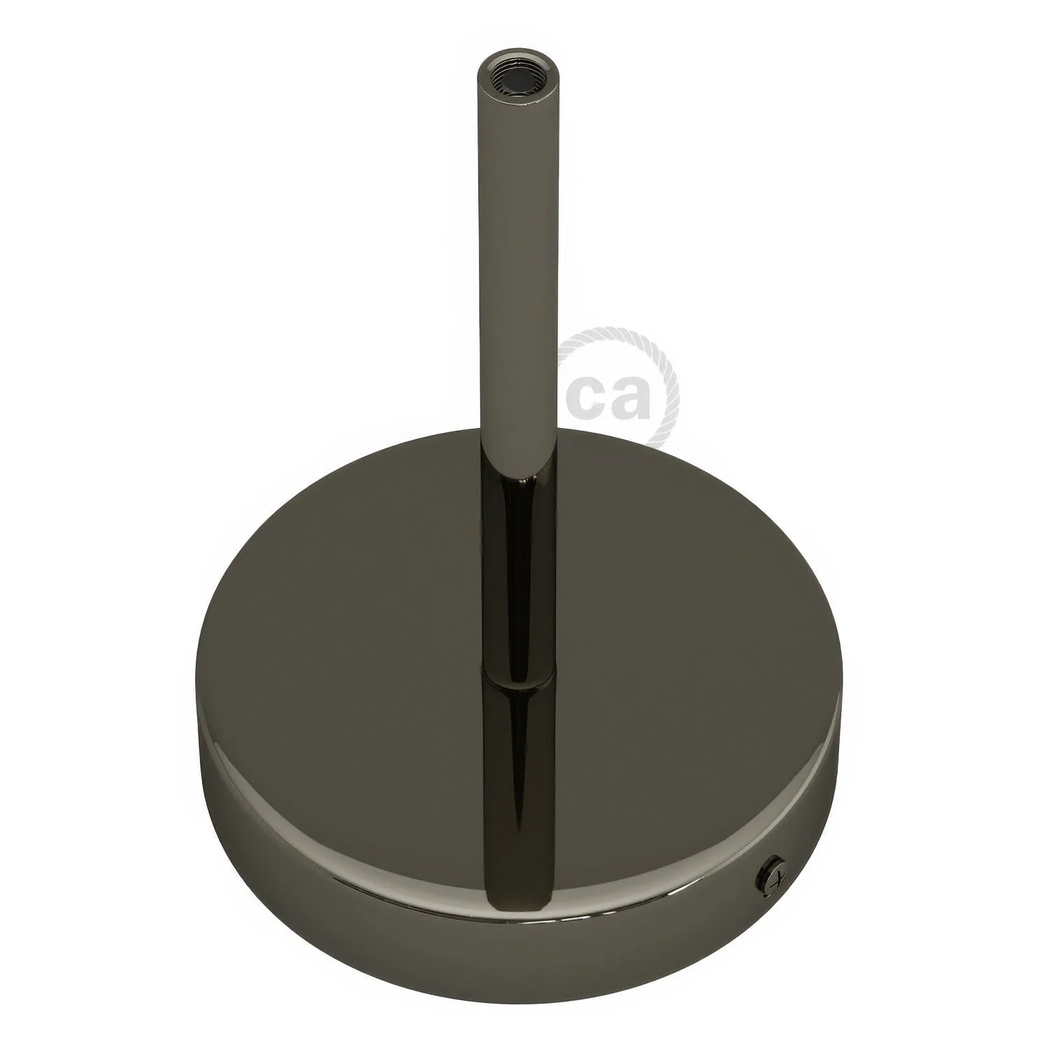 Cylindrical metal ceiling rose kit with 15 cm cable clamp - Pearl black - Image 2