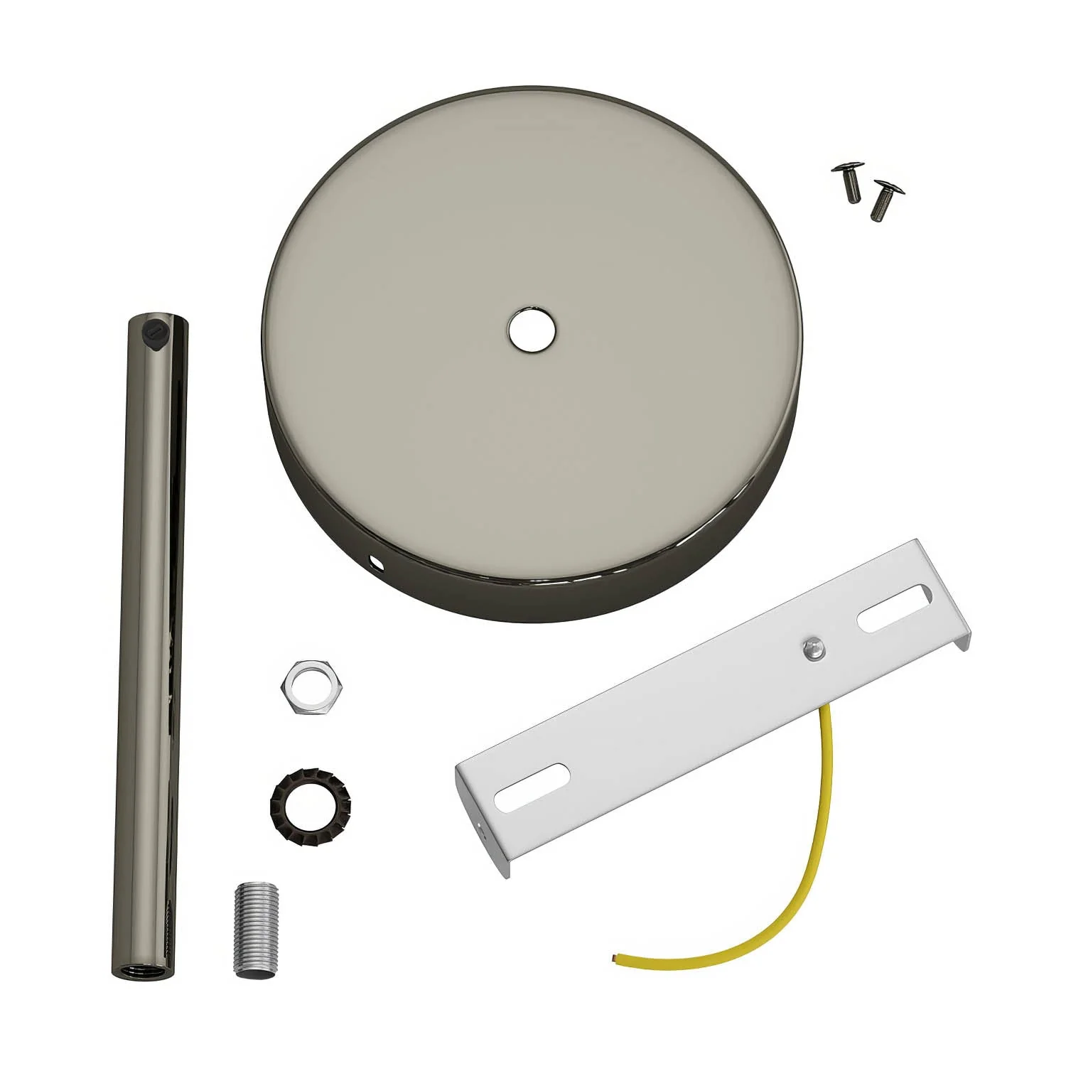 Cylindrical metal ceiling rose kit with 15 cm cable clamp - Pearl black - Image 3