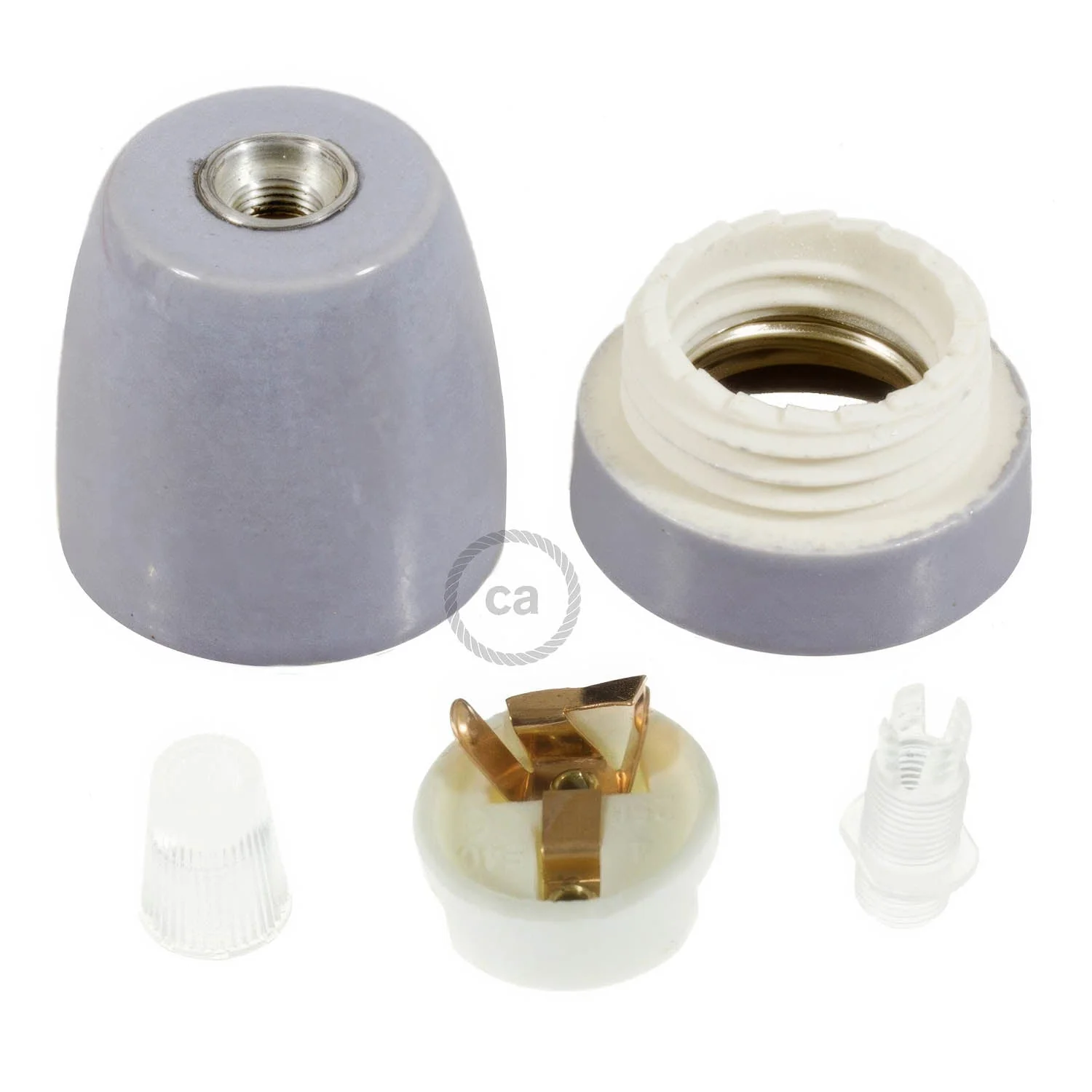 E27 porcelain lamp holder kit - Grey - Image 2