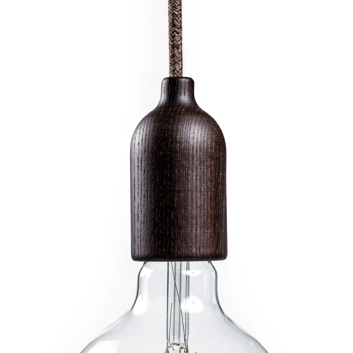 E27 wooden lamp holder kit with hidden cable clamp - Wengé effect