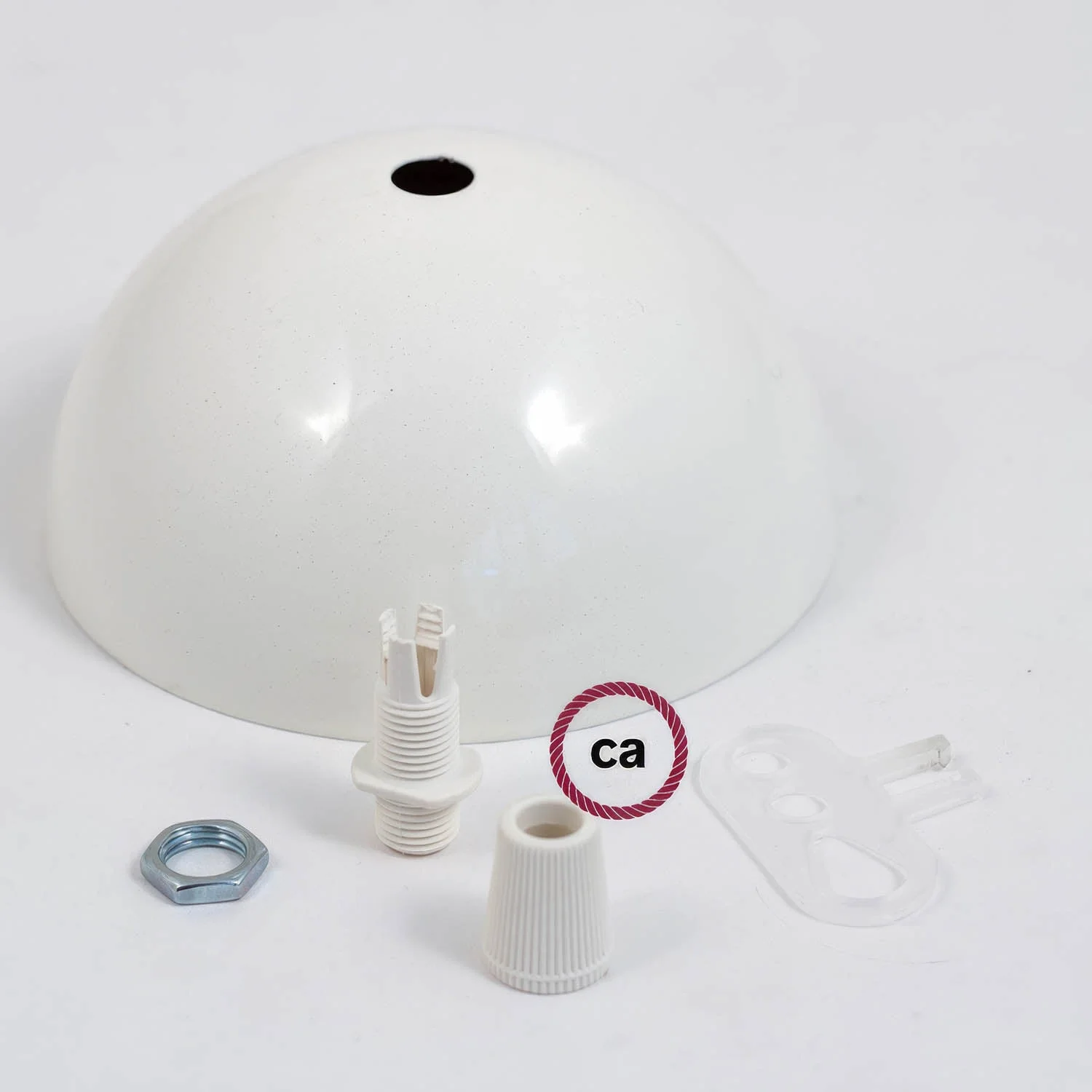 Semi-spherical ceiling rose kit in painted metal - Glossy white - Image 3