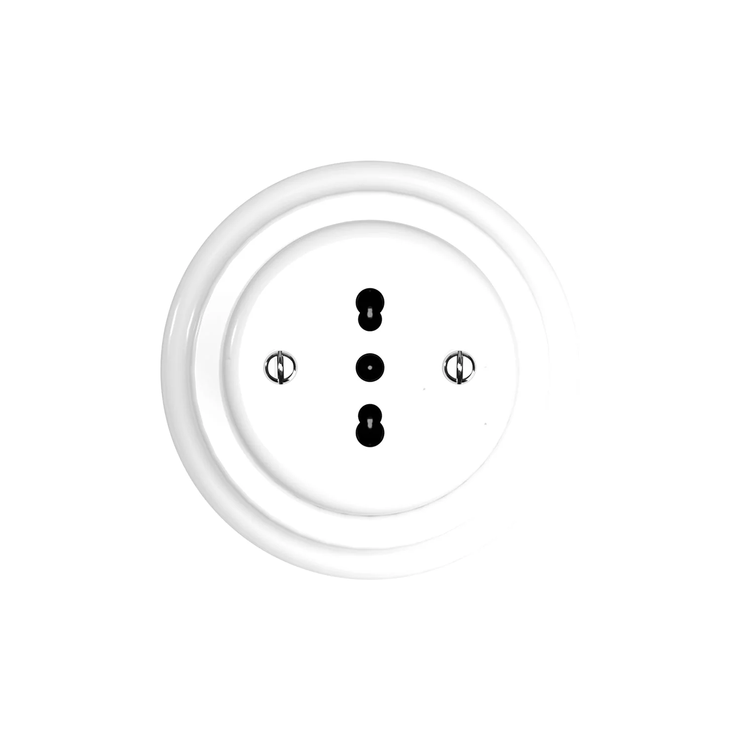 Italian bipasso wall socket kit 10/16A with porcelain base - White - Image 2
