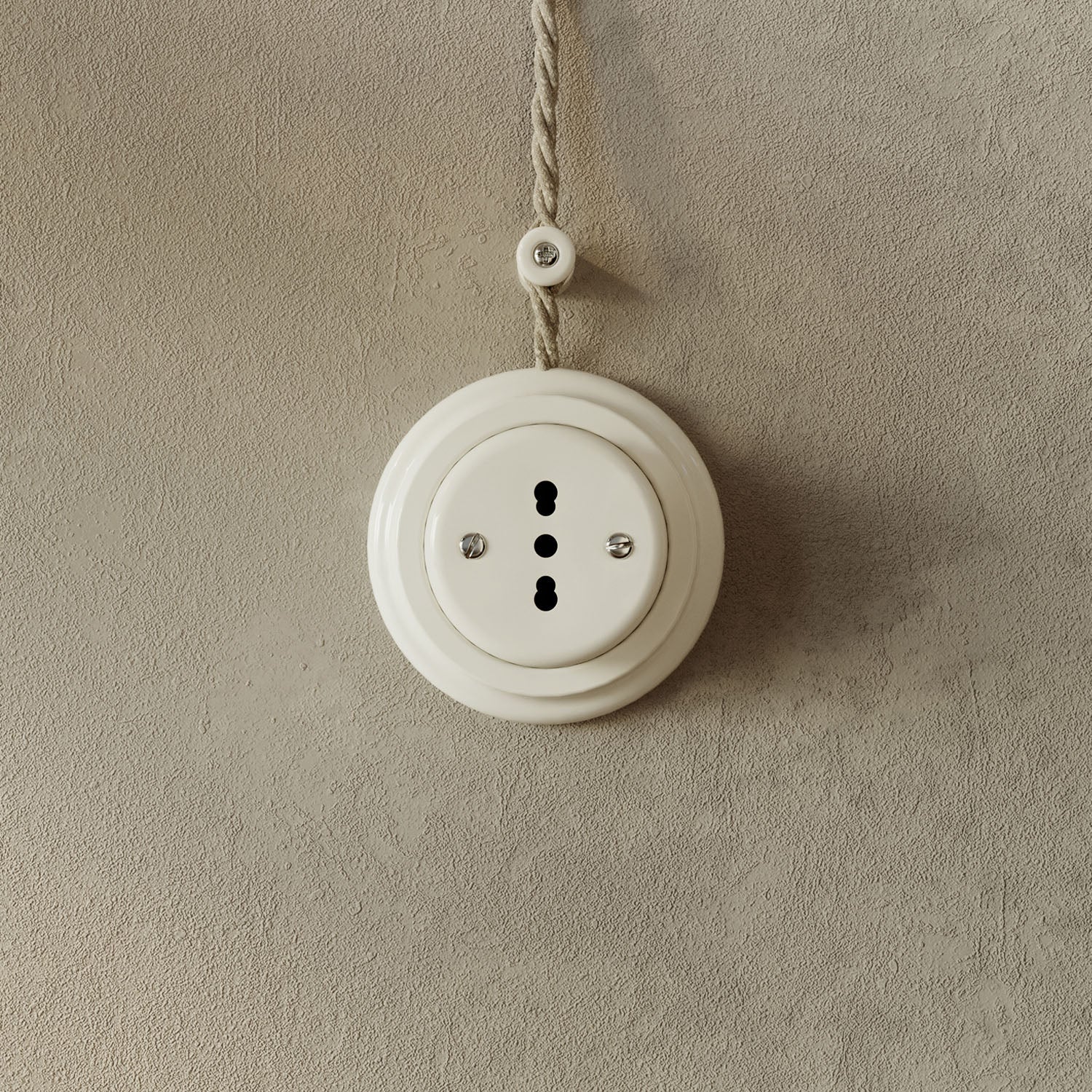 Italian bipasso wall socket kit 10/16A with porcelain base - White - Image 4