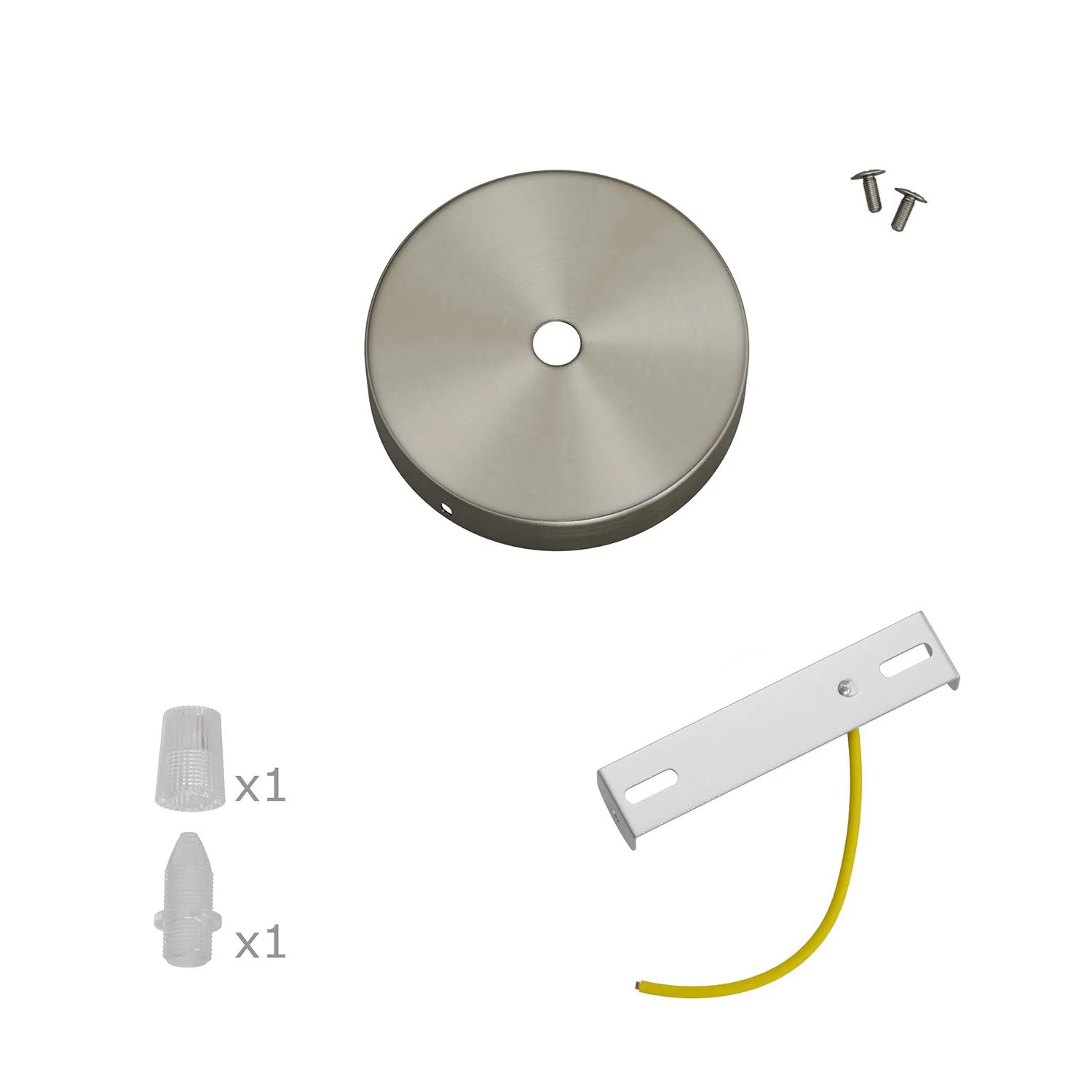 Mini cylindrical ceiling rose kit in metal with 1 central hole - Satin titanium - Image 3
