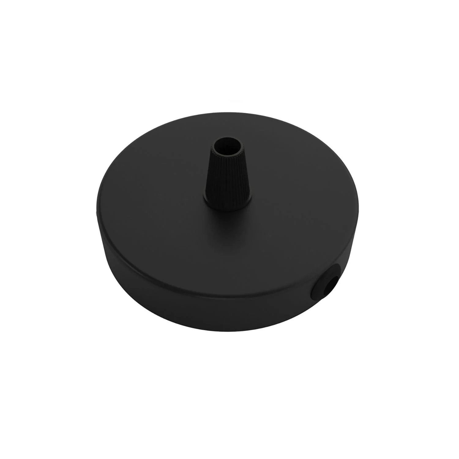 Mini cylindrical ceiling rose kit in metal with 1 central hole and 2 side holes - Black - Image 2