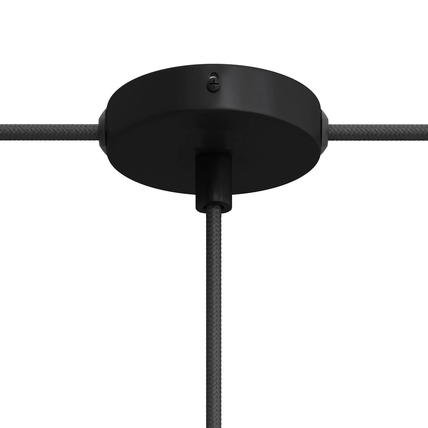 Mini cylindrical ceiling rose kit in metal with 1 central hole and 2 side holes - Black - Image 5