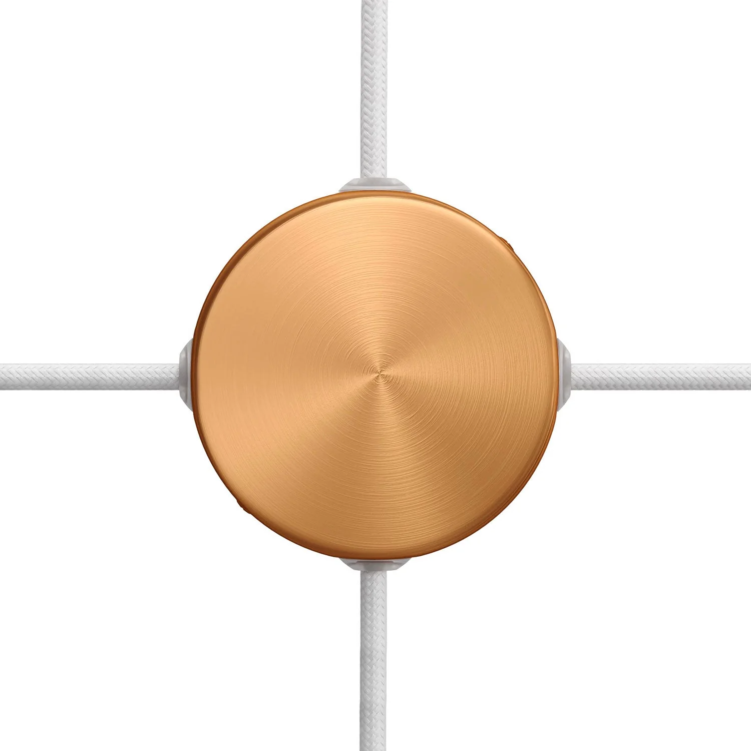 Mini cylindrical ceiling rose kit in metal with 4 side holes (junction box) - Satin Copper