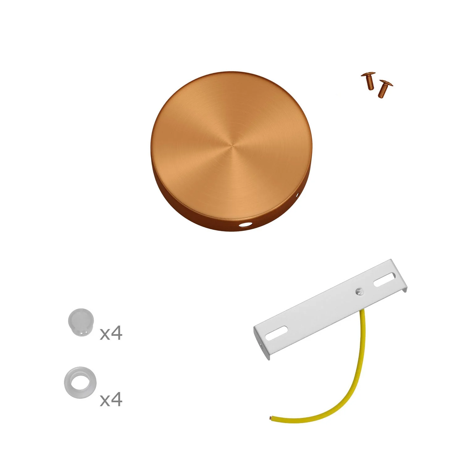 Mini cylindrical ceiling rose kit in metal with 4 side holes (junction box) - Satin Copper - Image 3