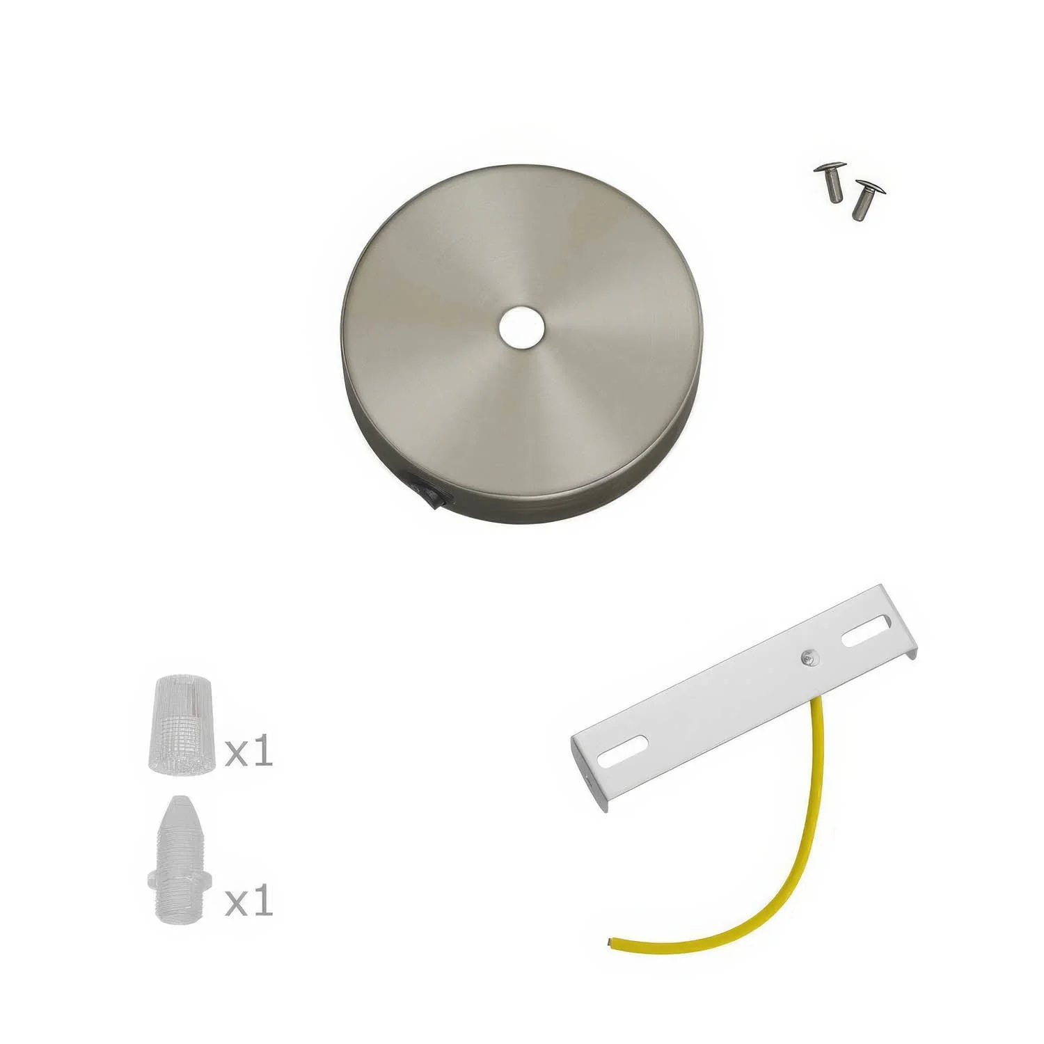 Mini cylindrical ceiling rose kit in metal with switch - Satin titanium - Image 3