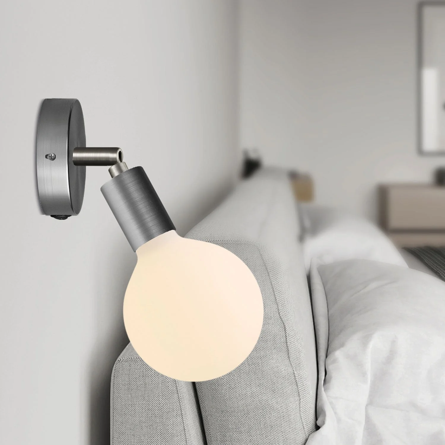 Mini cylindrical ceiling rose kit in metal with switch - Satin titanium - Image 4