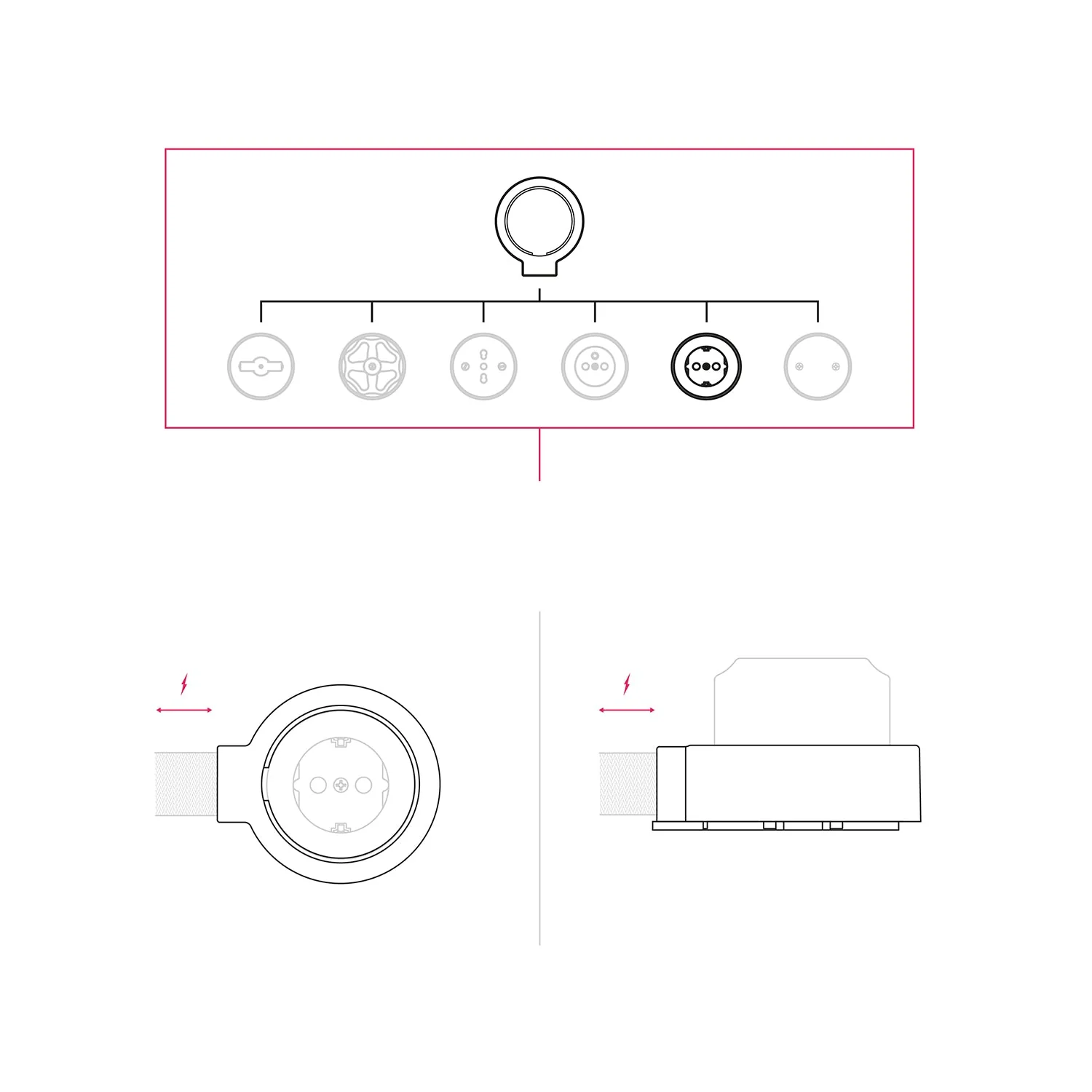 Schuko wall socket kit and base for Creative-Tubes in porcelain - Black - Image 7