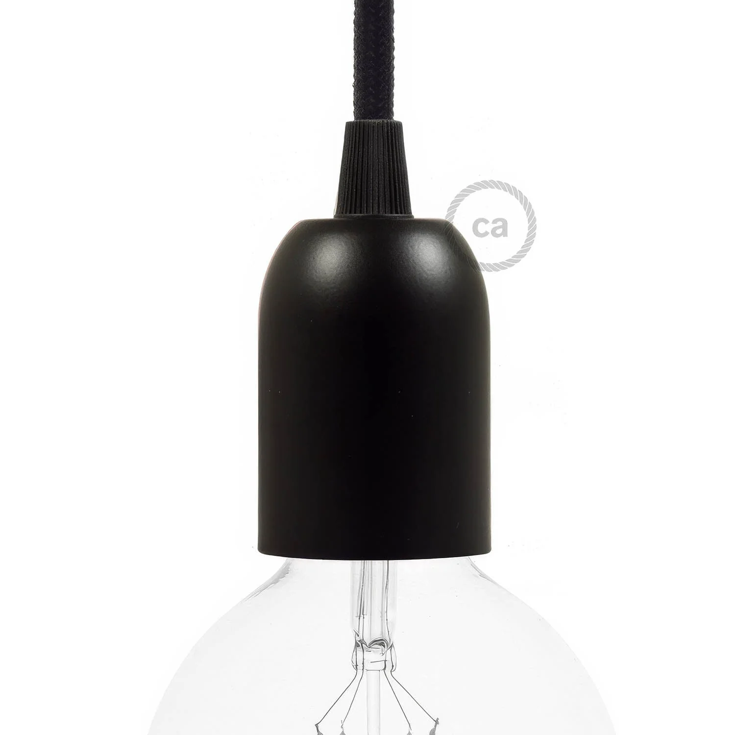 E27 semi-spherical metal lamp holder kit - Black
