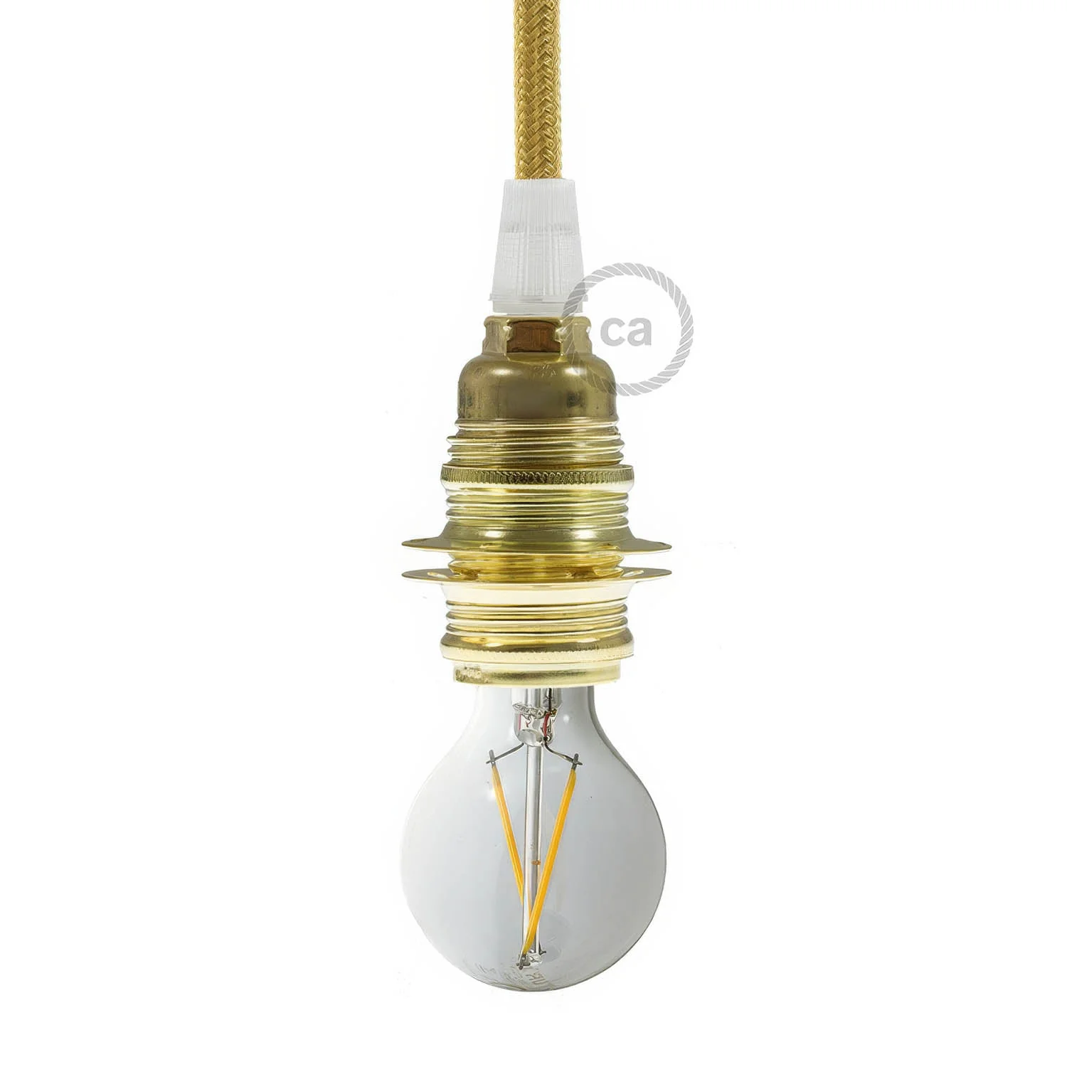 E14 metal lamp holder kit with double ring for lampshade - Brass
