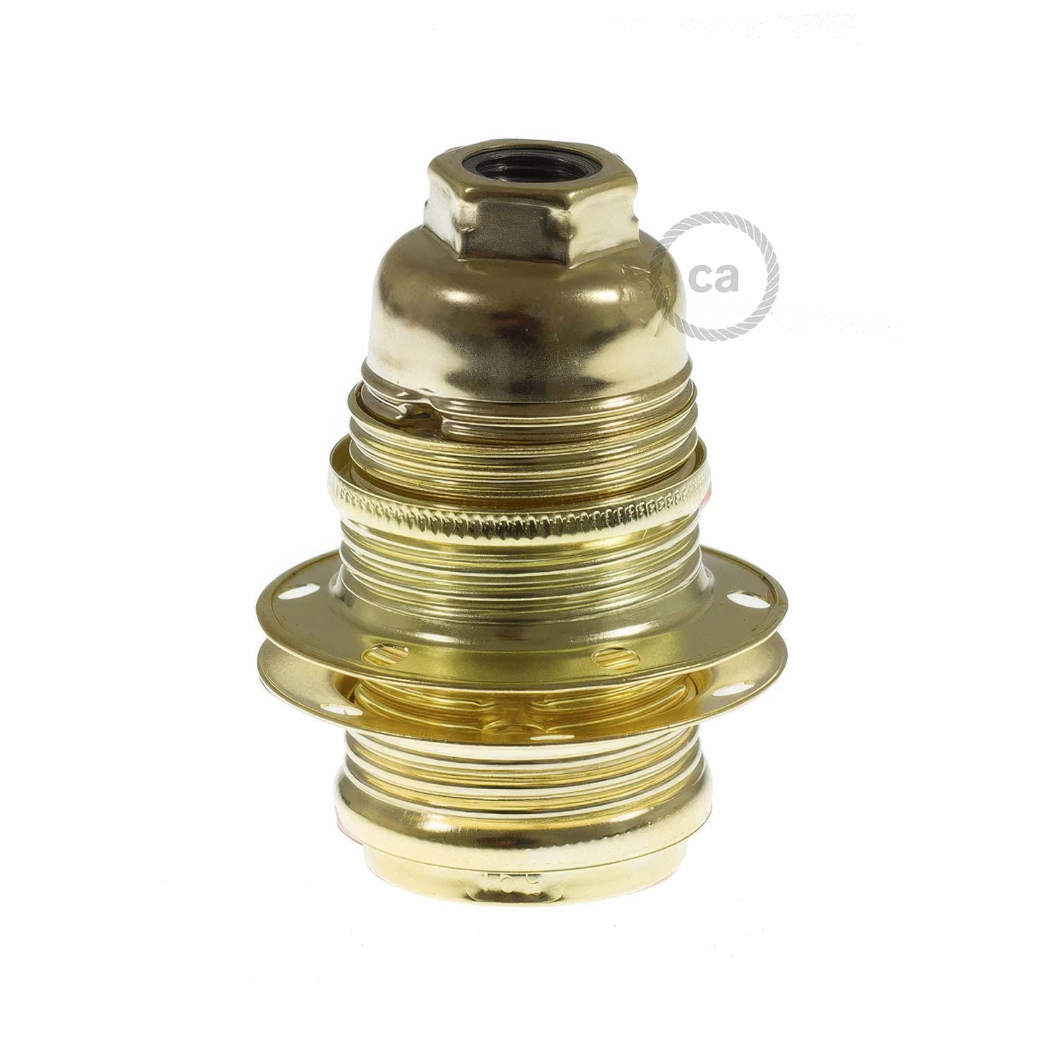 E14 metal lamp holder kit with double ring for lampshade - Brass - Image 3