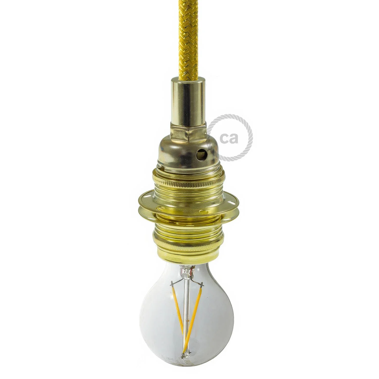 E14 metal lamp holder kit with double ring for lampshade - Brass - Image 4