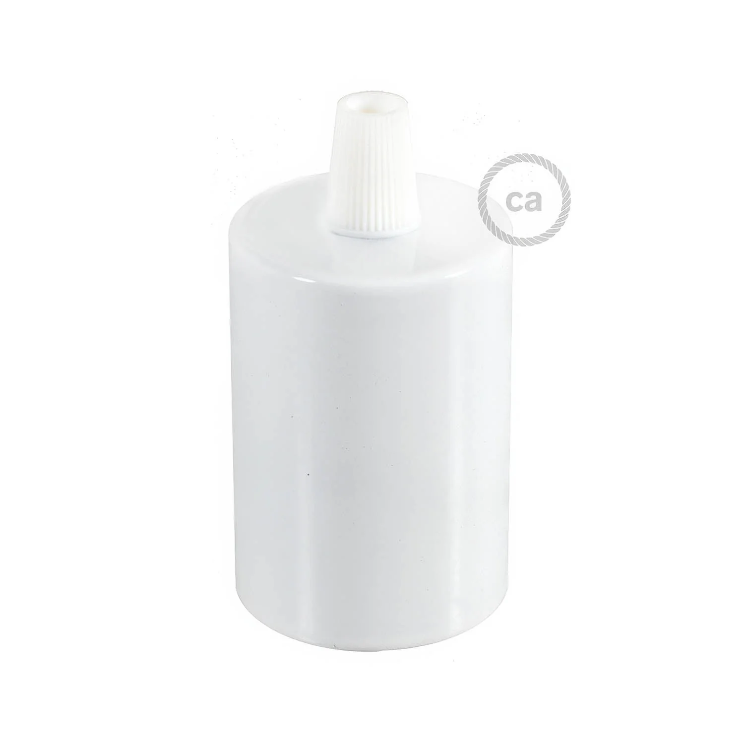 Cylindrical E27 lamp holder kit in metal - Glossy white - Image 3
