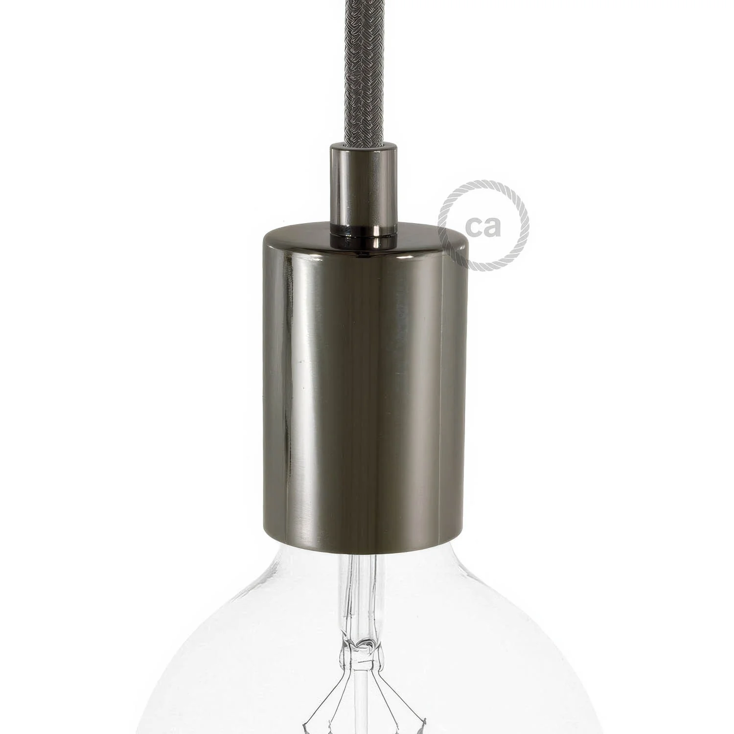 E27 cylindrical lamp holder kit in metal - Pearl black - Image 5