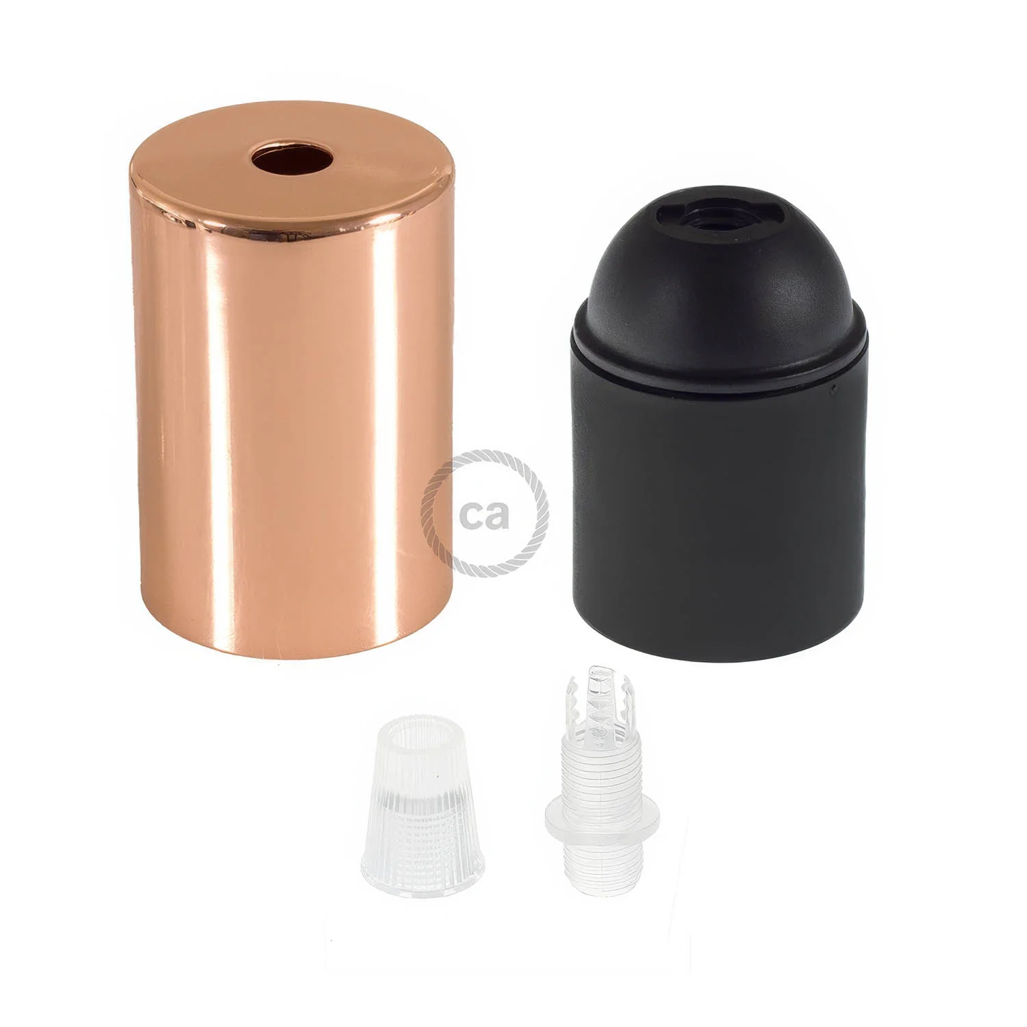 E27 cylindrical metal lamp holder kit - Copper - Image 2