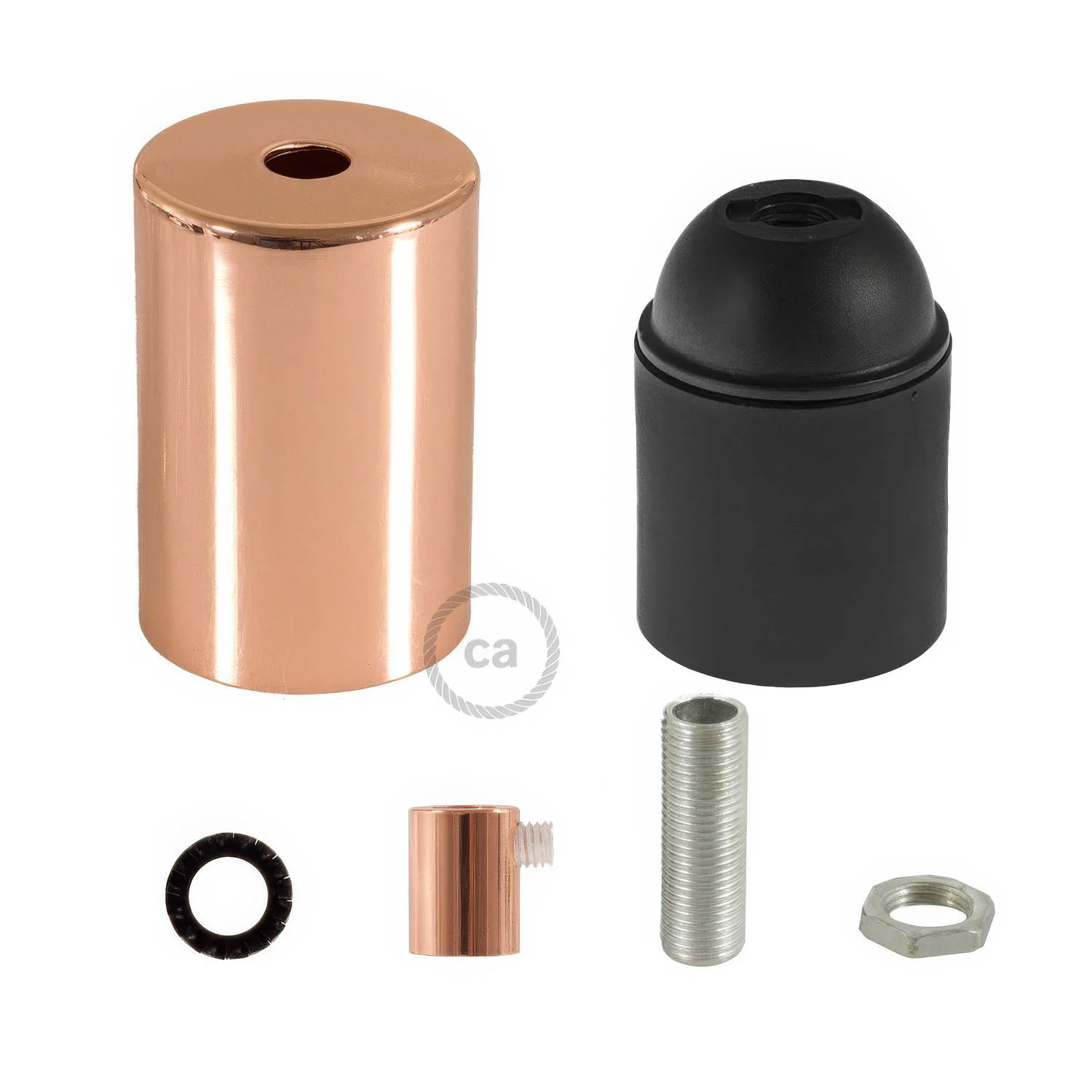 E27 cylindrical metal lamp holder kit - Copper - Image 6