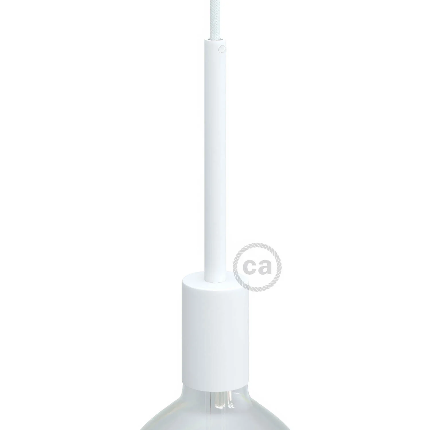 E27 cylindrical lamp holder kit in metal with 15 cm cable clamp - Matt white