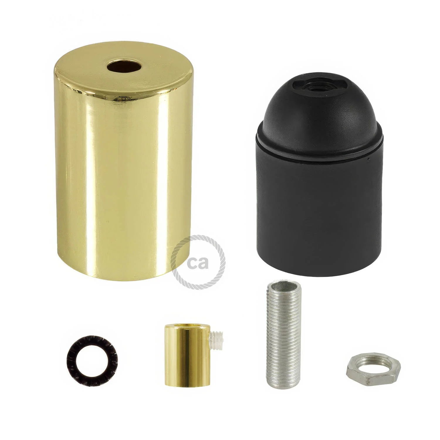 E27 cylindrical metal lamp holder kit - Brass - Image 6