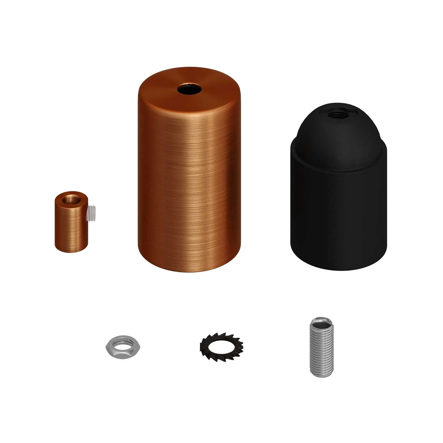 Cylindrical E27 metal lamp holder kit - Satin copper - Image 6
