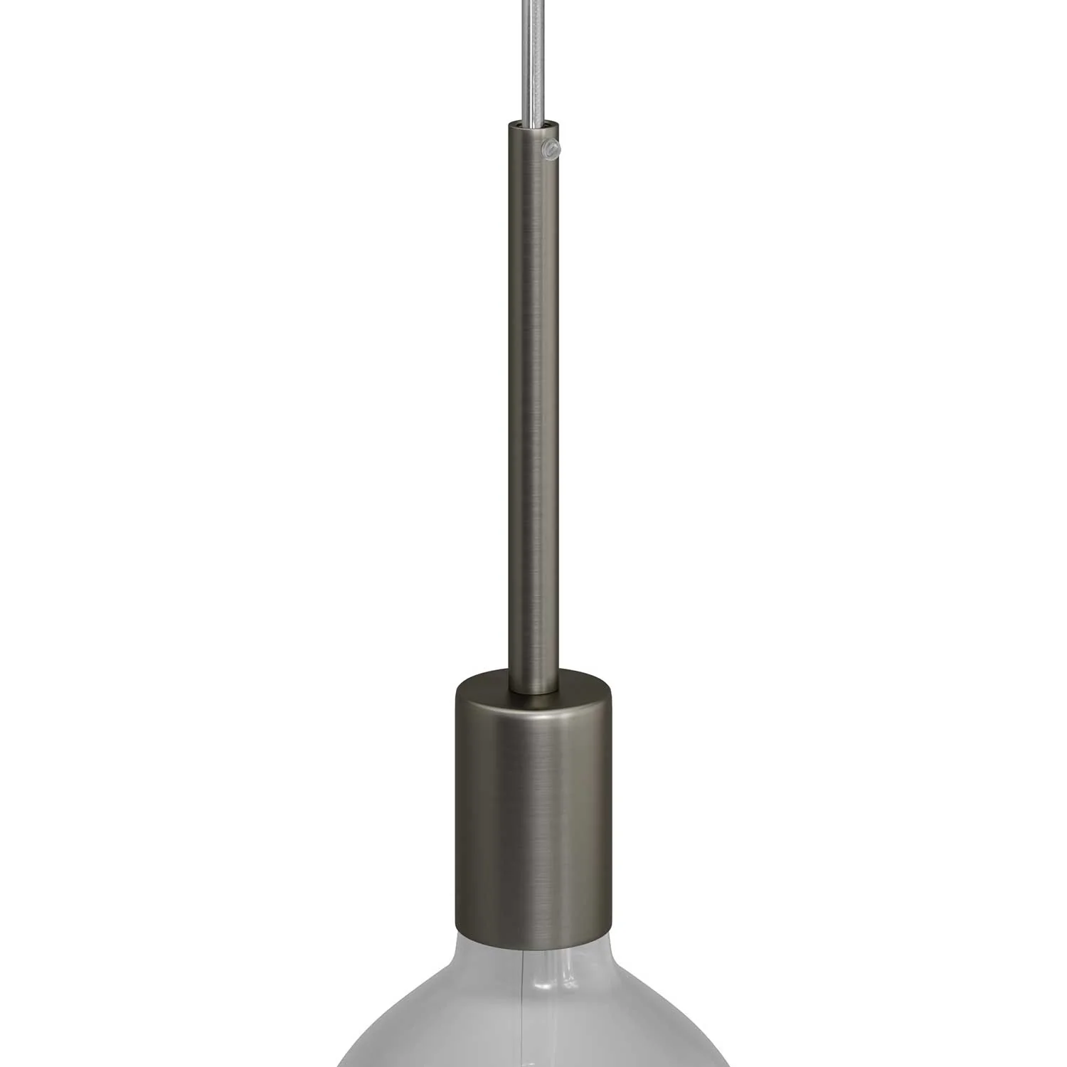 E27 cylindrical metal lamp holder kit with 15 cm cable clamp - Satin titanium