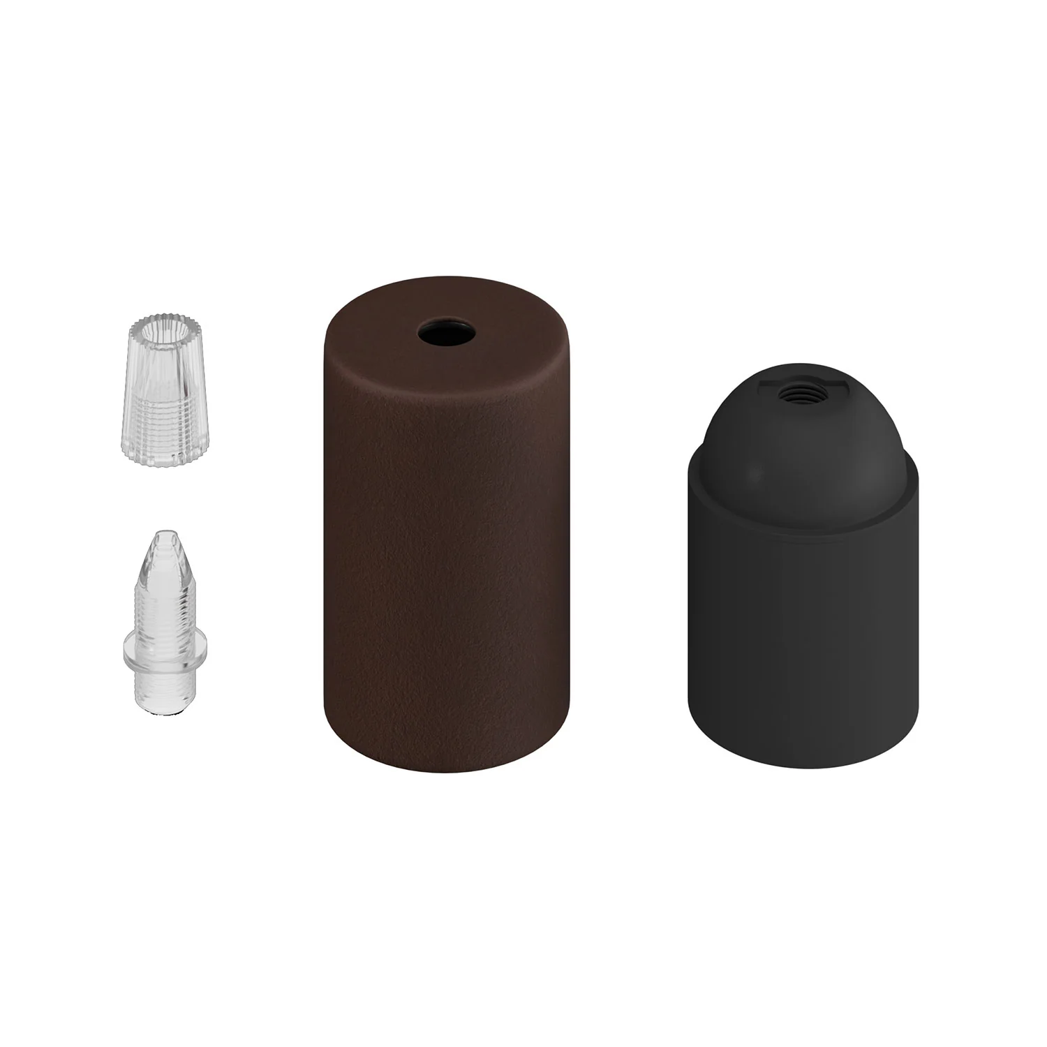 E27 cylindrical metal lamp holder kit - Dark rust painted - Image 2