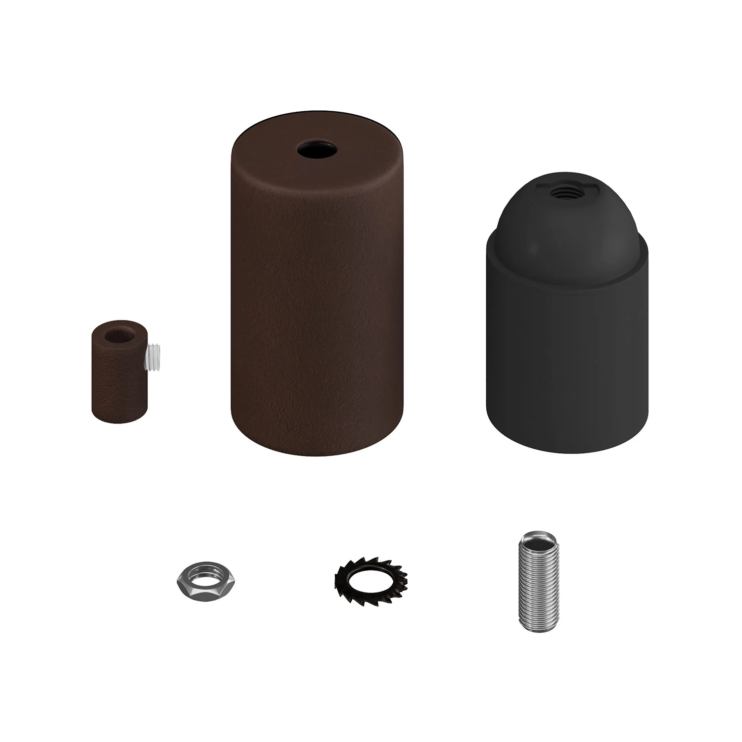 E27 cylindrical metal lamp holder kit - Dark rust painted - Image 6