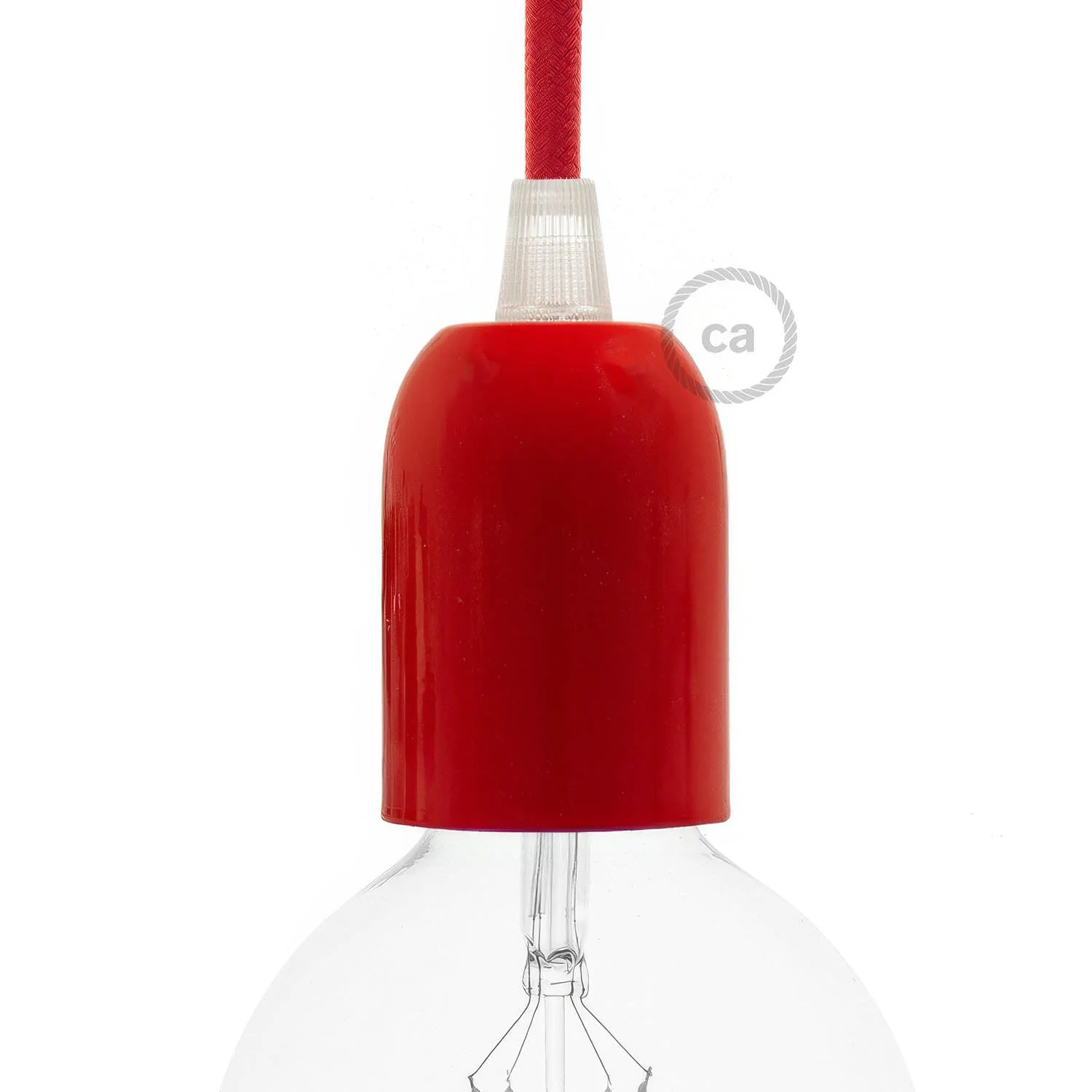 E27 semi-spherical metal lamp holder kit - Red