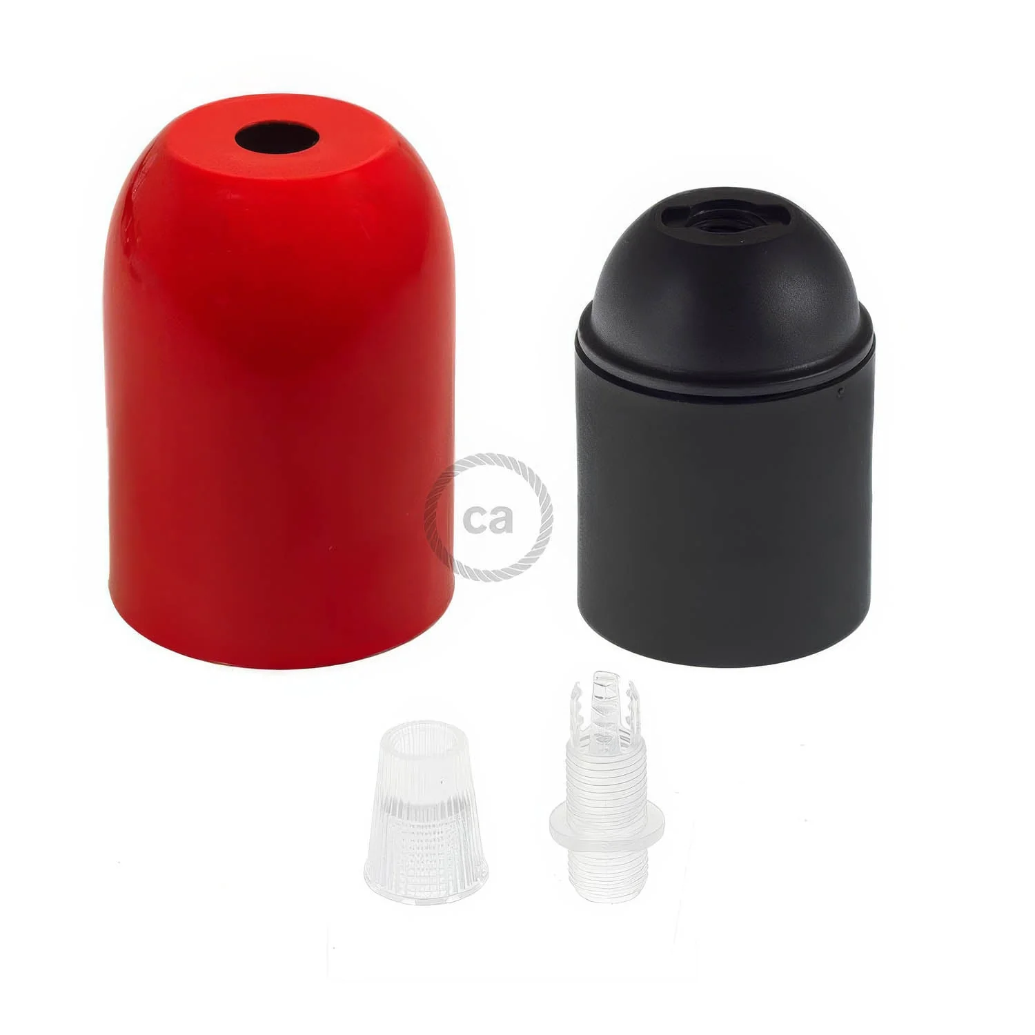 E27 semi-spherical metal lamp holder kit - Red - Image 2