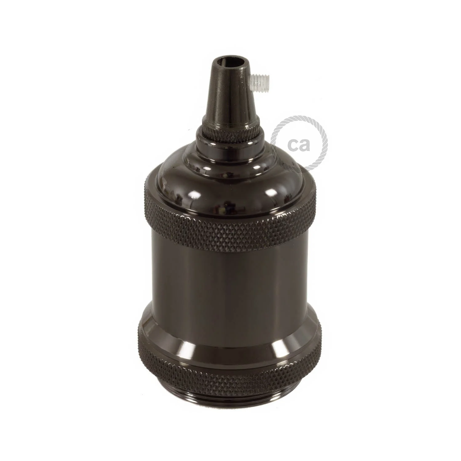 E27 lamp holder kit in vintage aluminium - Pearl black - Image 3